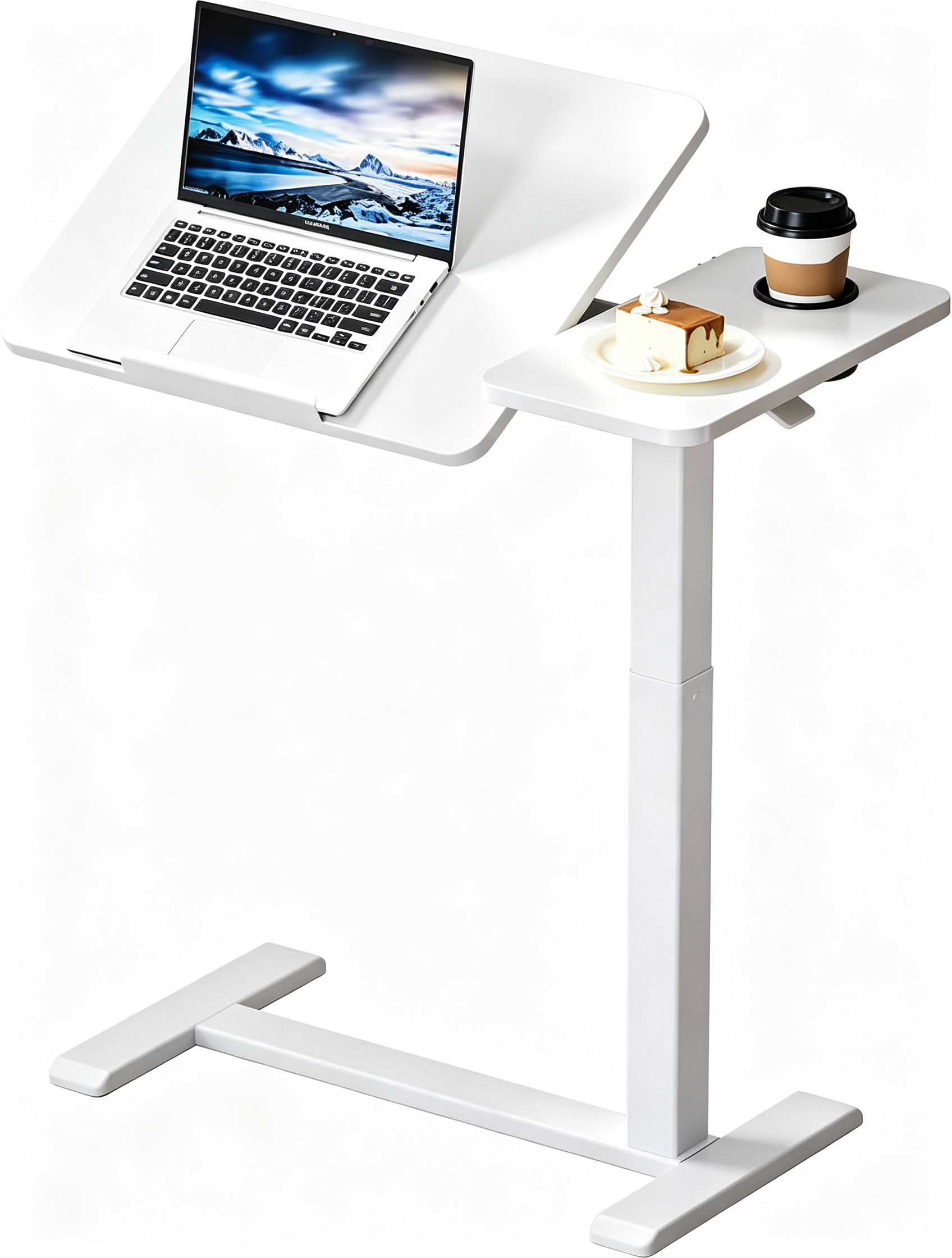 Overbed Bedside Table with Hidden Wheels