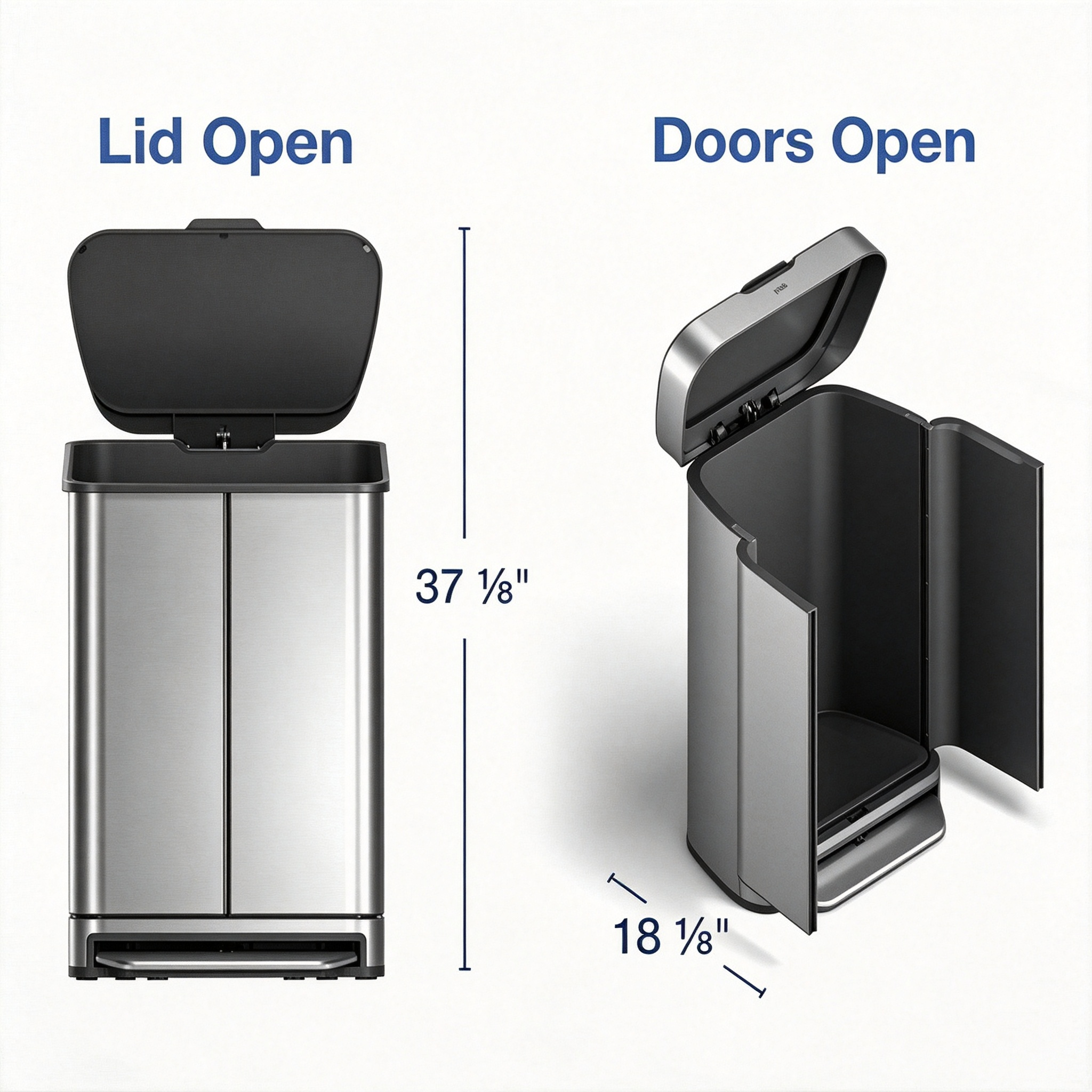 Front-loading double-door trash bin
