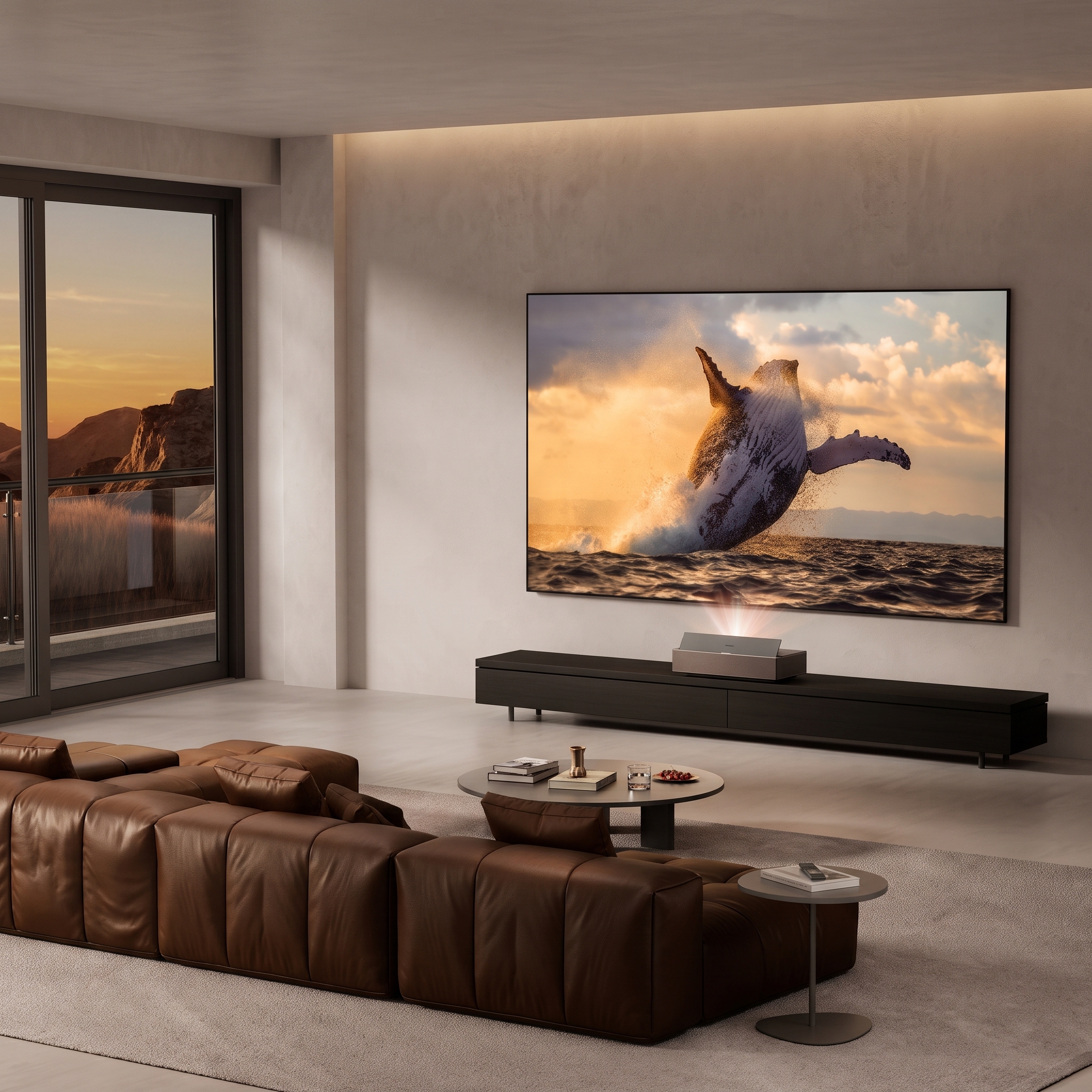  [4K 120Hz Laser TV] 100–120-inch Ultra-Short-Throw Projector Bundle – Ultra-High Definition, High Brightness, High Contrast, Smart Home Projector with Eye-Protection Features