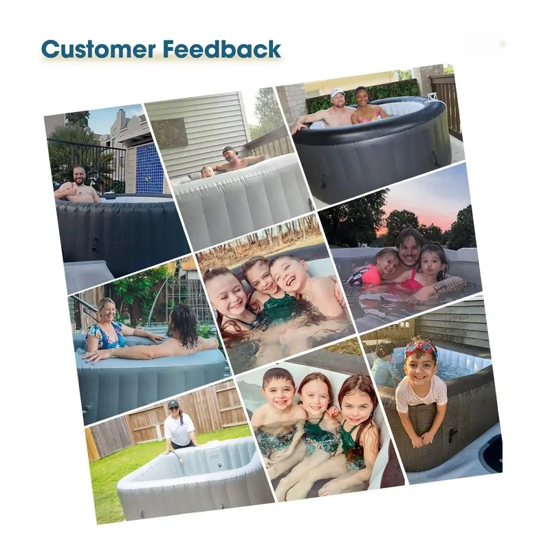 Square Inflatable Hot Tub - Classic Grey