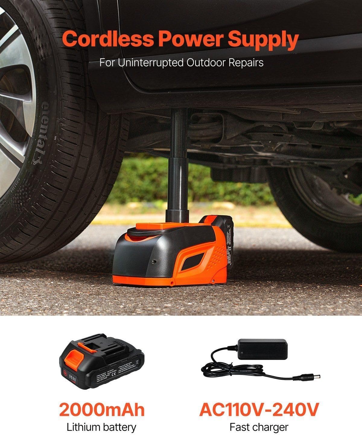 Electric Car Jack 5 Ton, Portable Hydraulic Jack Kit with Remote Control & LED Light, 11000 Lbs Capacity for Cars, Trucks, s - Emergency Tire Change Tool