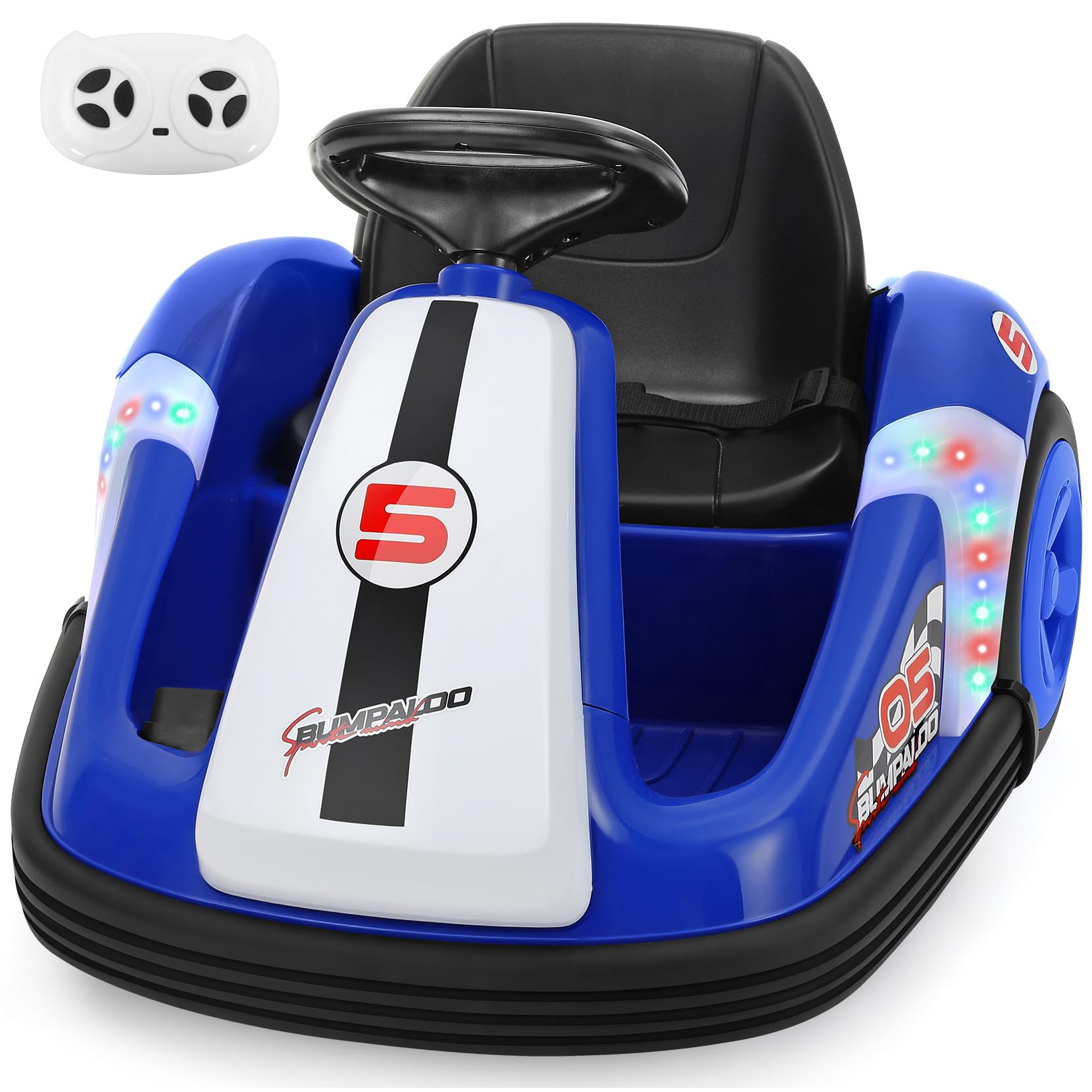Kids Bumper Car with Big Wheel, 2.2 Mph Max, 12V Toddler Bumper Cars with Remote, Baby Bumping Toy Car with DIY Stickers, Music, Bluetooth,360 Degree-Spin,LED Lights