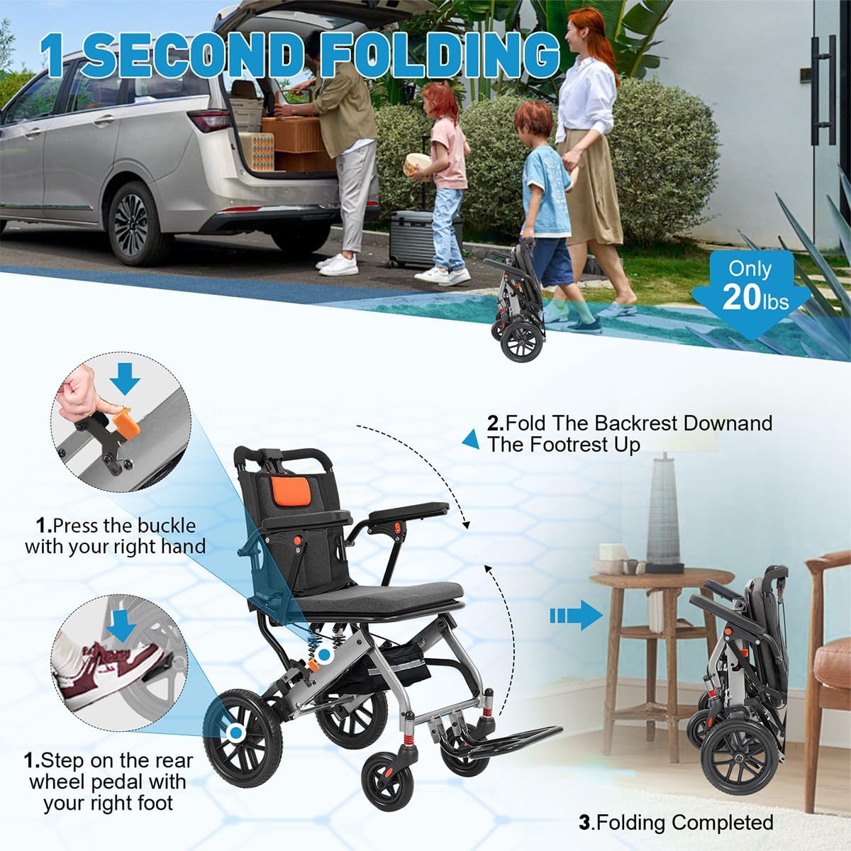 Wheelchair Lightweight Foldable