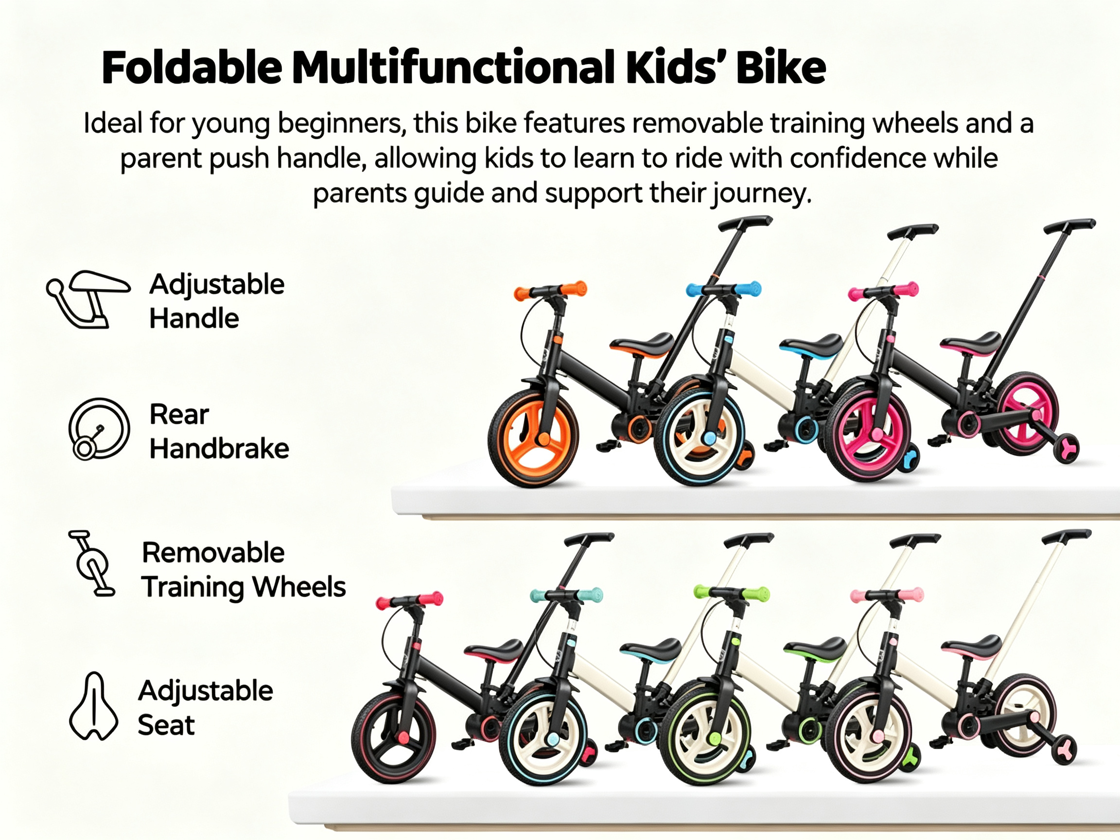 6 in 1 Toddler Bike with Push Handle 