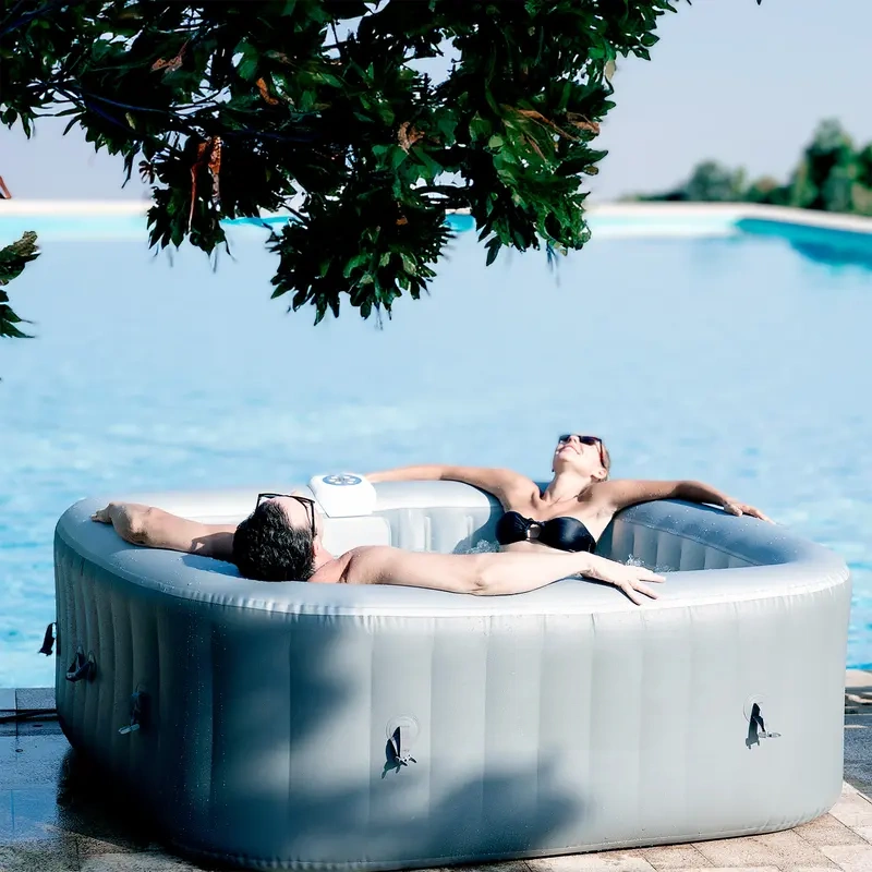 Square Inflatable Hot Tub - Classic Grey
