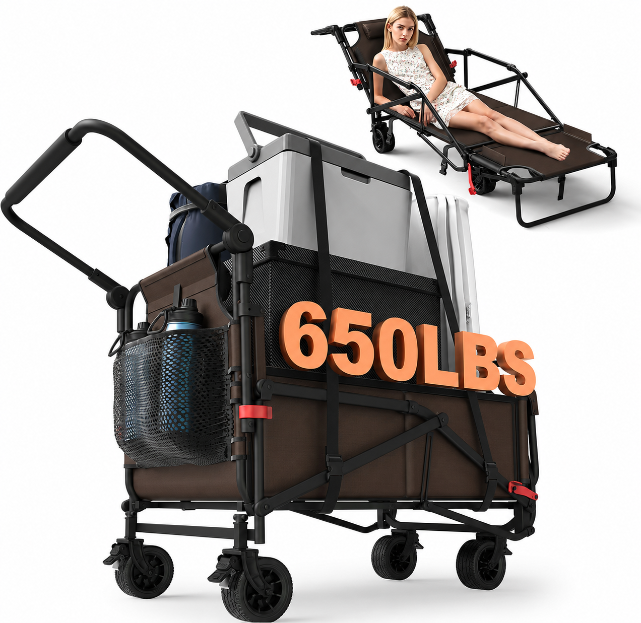 2-in-1 Foldable Heavy Duty Rolling Trolley - 650LBS