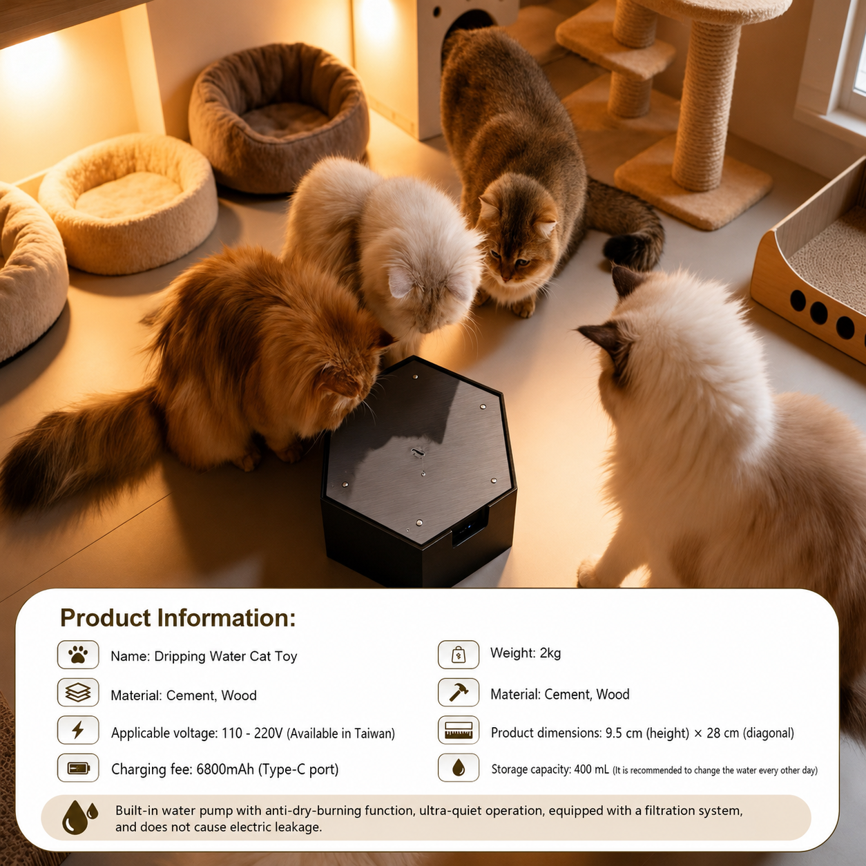 🎉 (CLEARANCE SALE) 🎉Interactive Water Drip Cat Toy Fountain