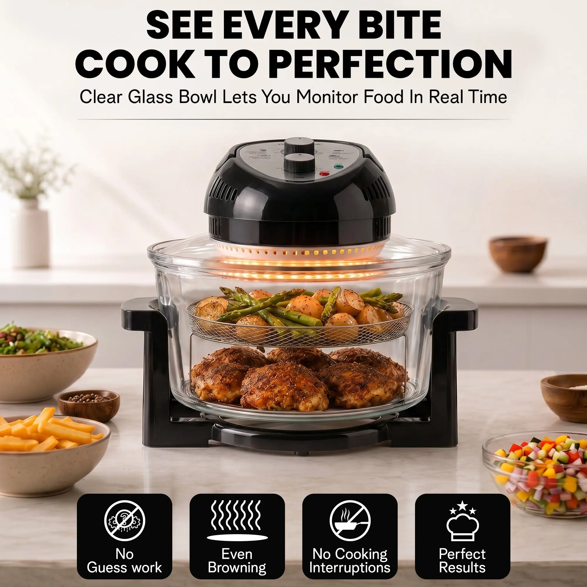 16 Quart Extra Large Air Fryer - Oil-Less Crispy Cooking for Healthier Meals