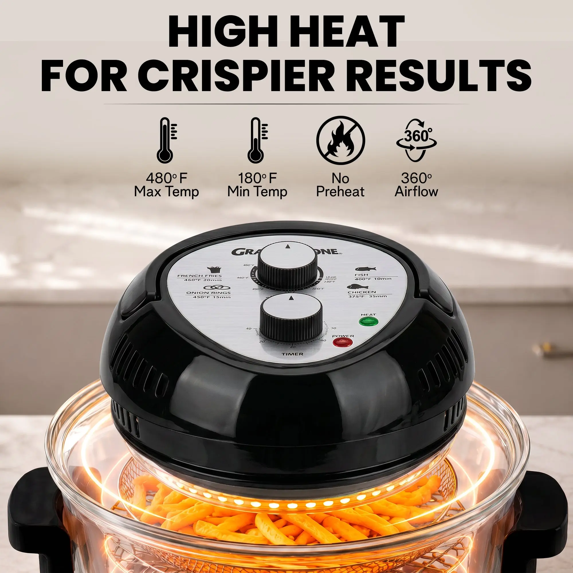 16 Quart Extra Large Air Fryer - Oil-Less Crispy Cooking for Healthier Meals