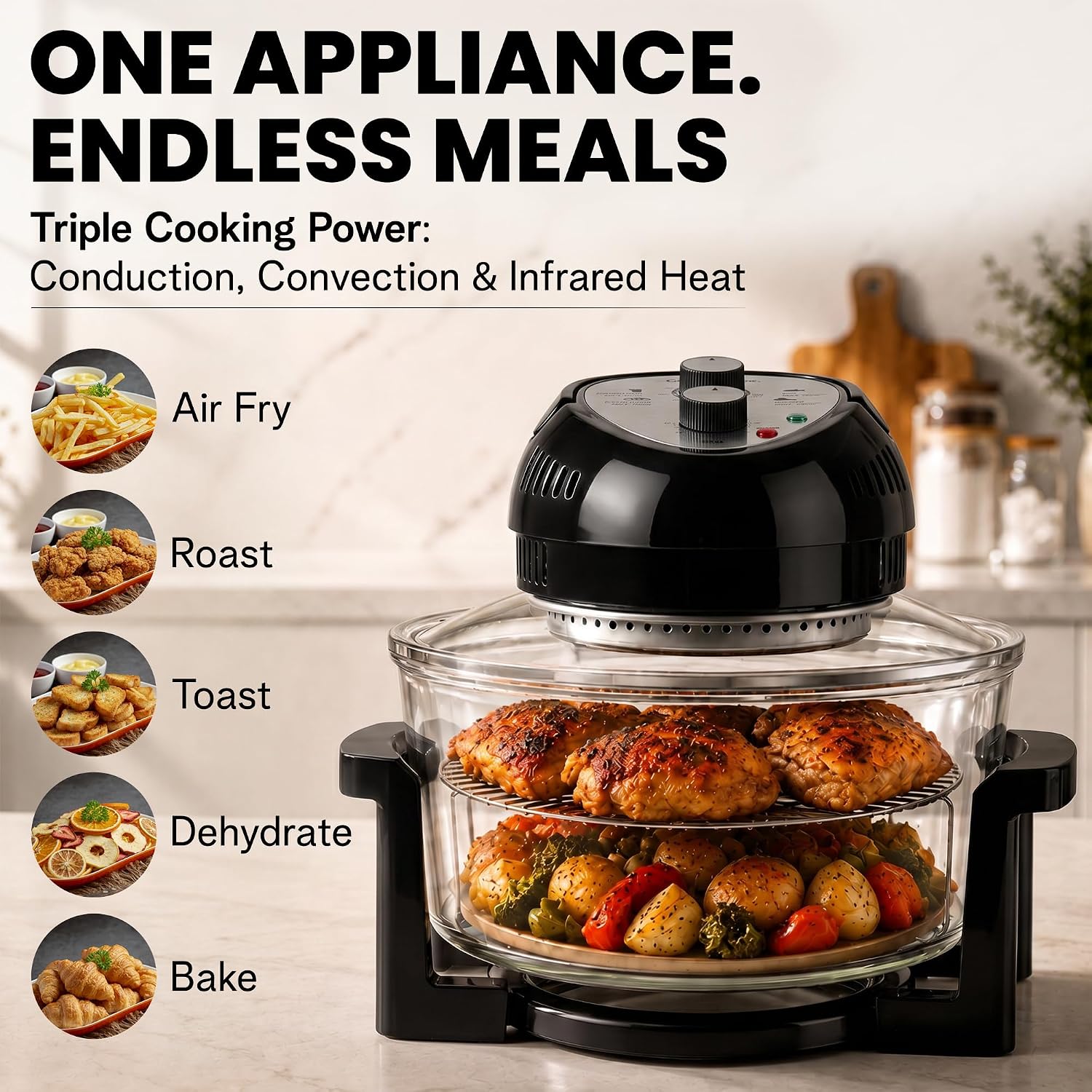 16 Quart Extra Large Air Fryer - Oil-Less Crispy Cooking for Healthier Meals