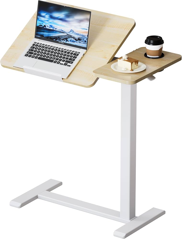 Overbed Bedside Table with Hidden Wheels