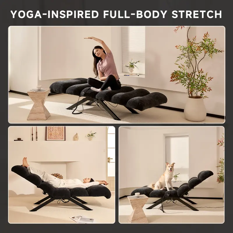 82.7" Dynamic Stretch Lounger, Electric Adjustable Yoga Chair with Customizable Positions & Multi-Layer Foam