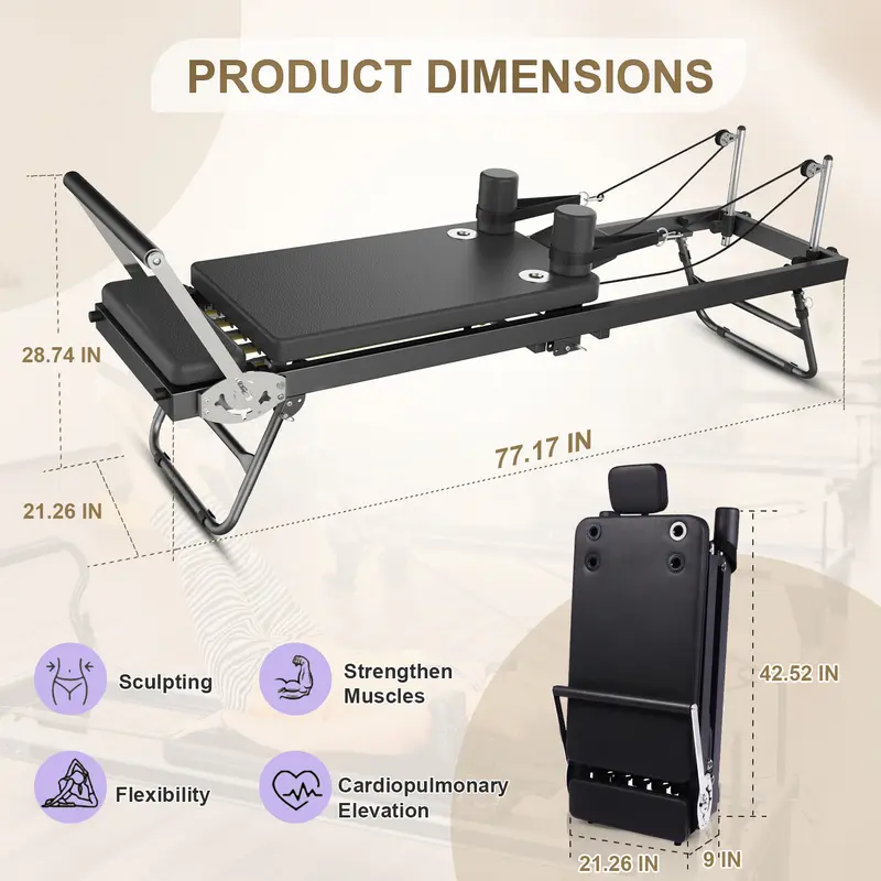 Pilates Reformer Foldable Home Workout Machine