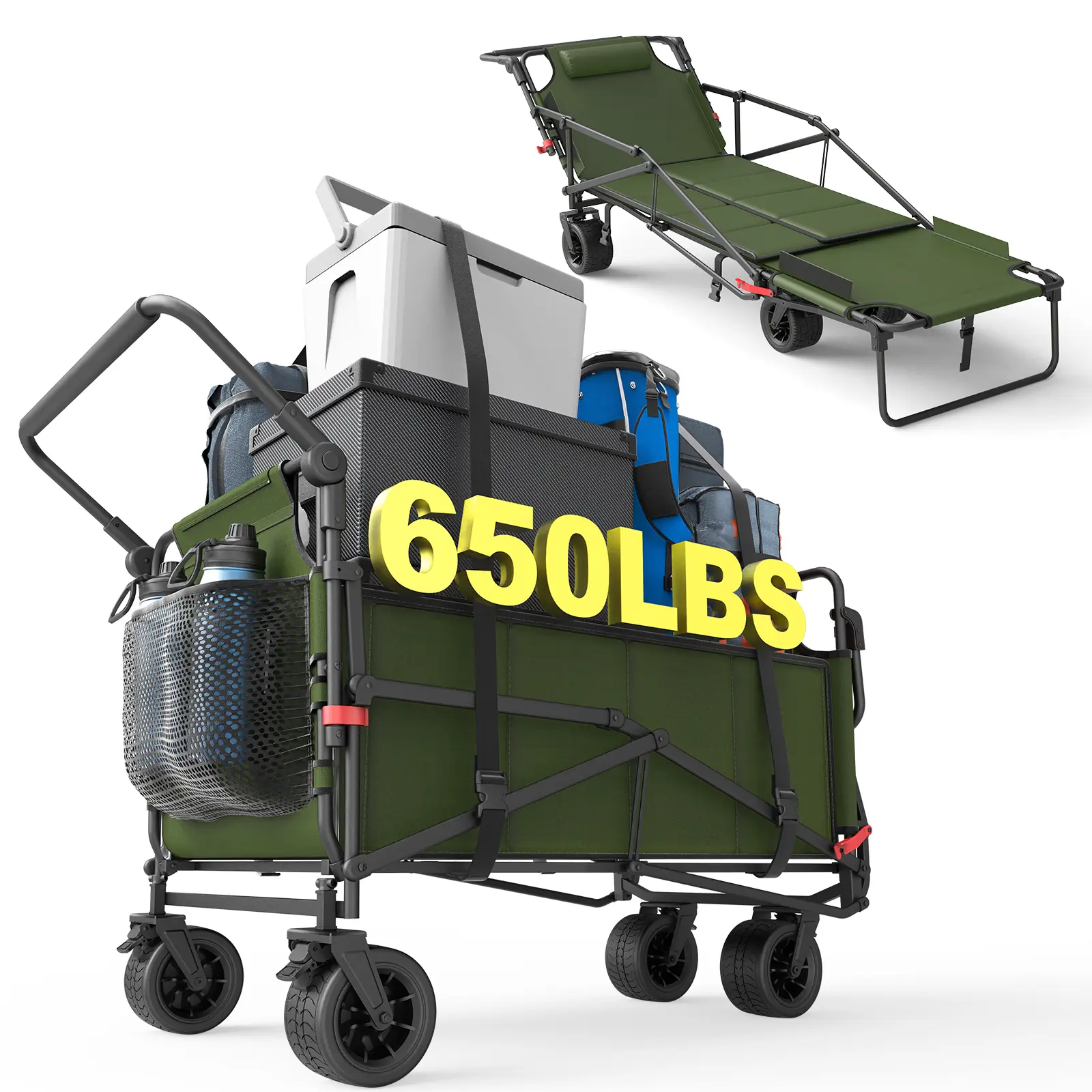  2-in-1 Foldable Heavy Duty Rolling Trolley - 650LBS