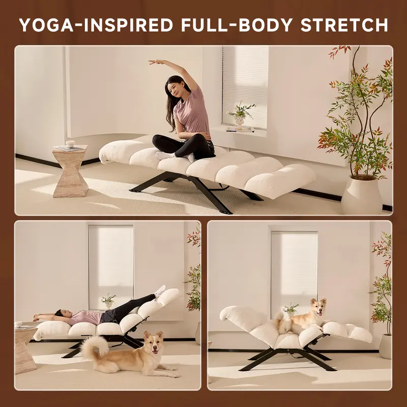 82.7" Dynamic Stretch Lounger, Electric Adjustable Yoga Chair with Customizable Positions & Multi-Layer Foam