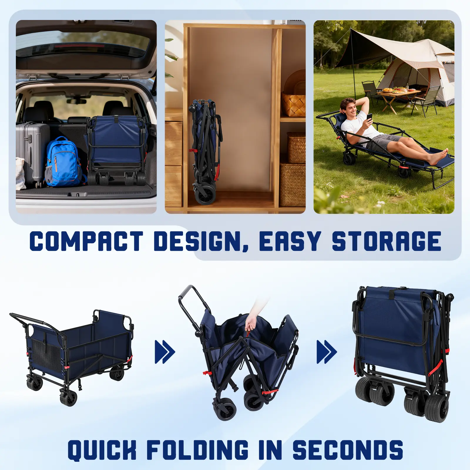  2-in-1 Foldable Heavy Duty Rolling Trolley - 650LBS