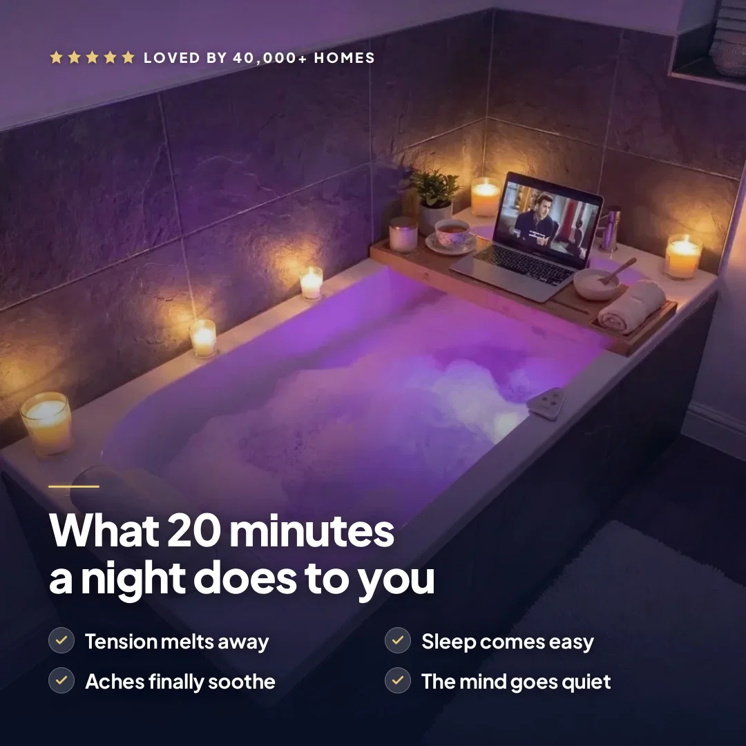 Luxury Bubble Bath Spa Mat – 62 Jets, Heated Air, LED Ambient Lighting & Whisper-Quiet System
