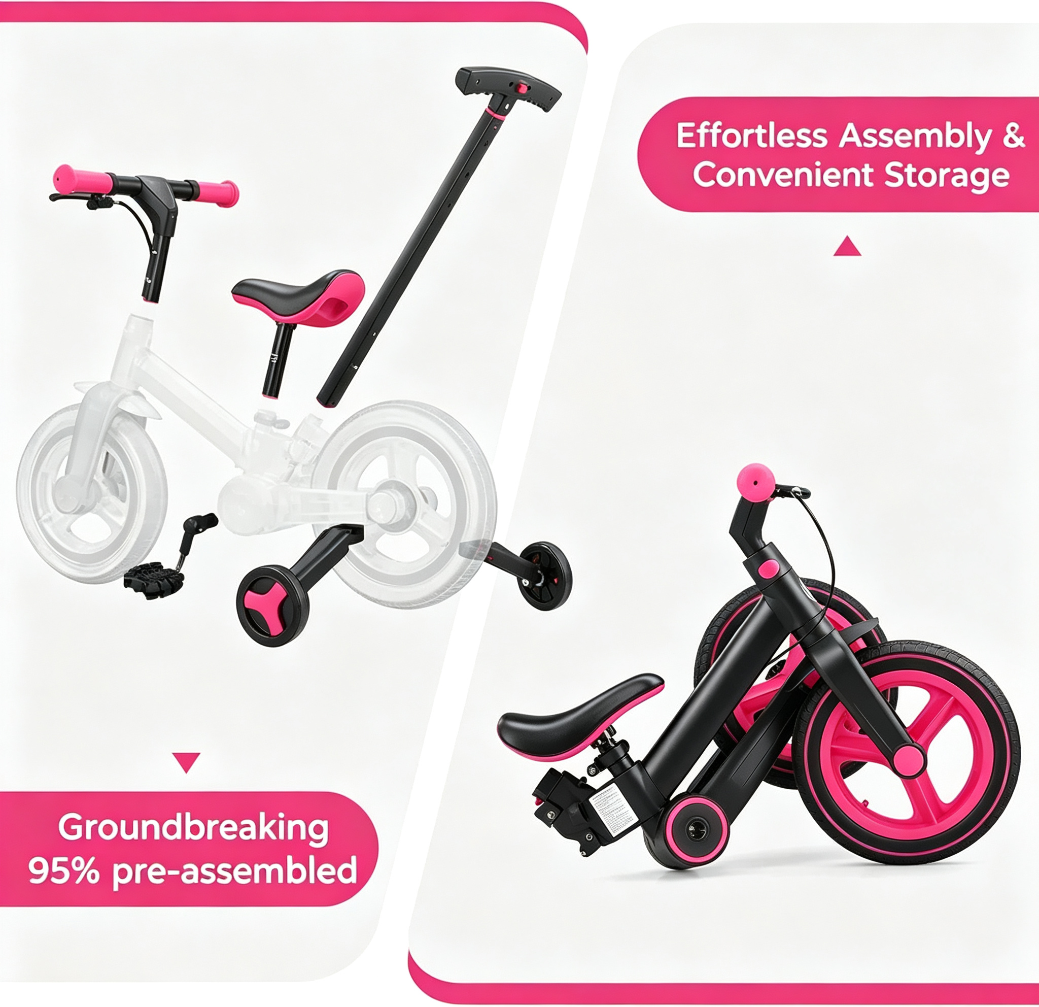6 in 1 Toddler Bike with Push Handle 