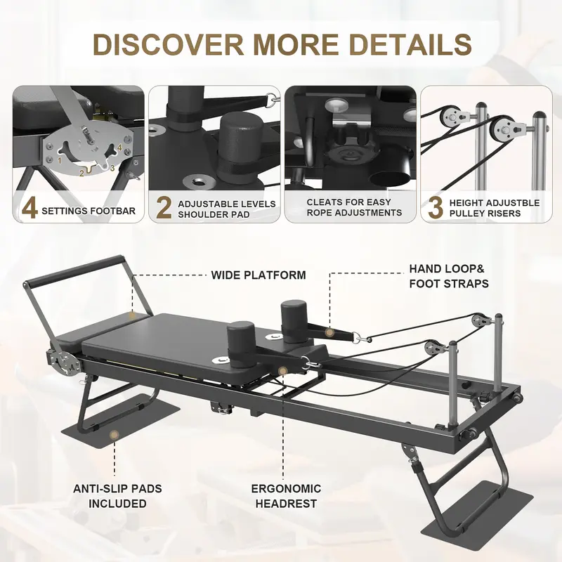 Pilates Reformer Foldable Home Workout Machine