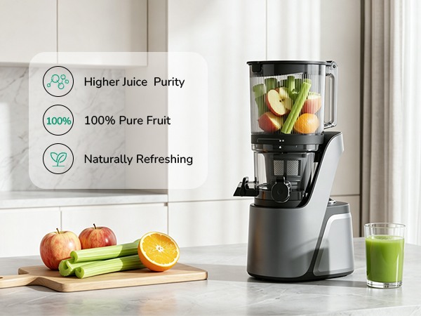 Fresh fruit and vegetable juice with higher juice purity