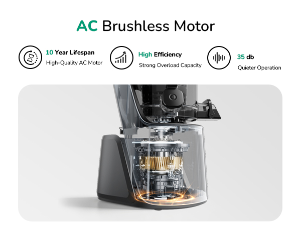 Premium AC brushless motor with 10-year lifespan and 35dB quiet operation