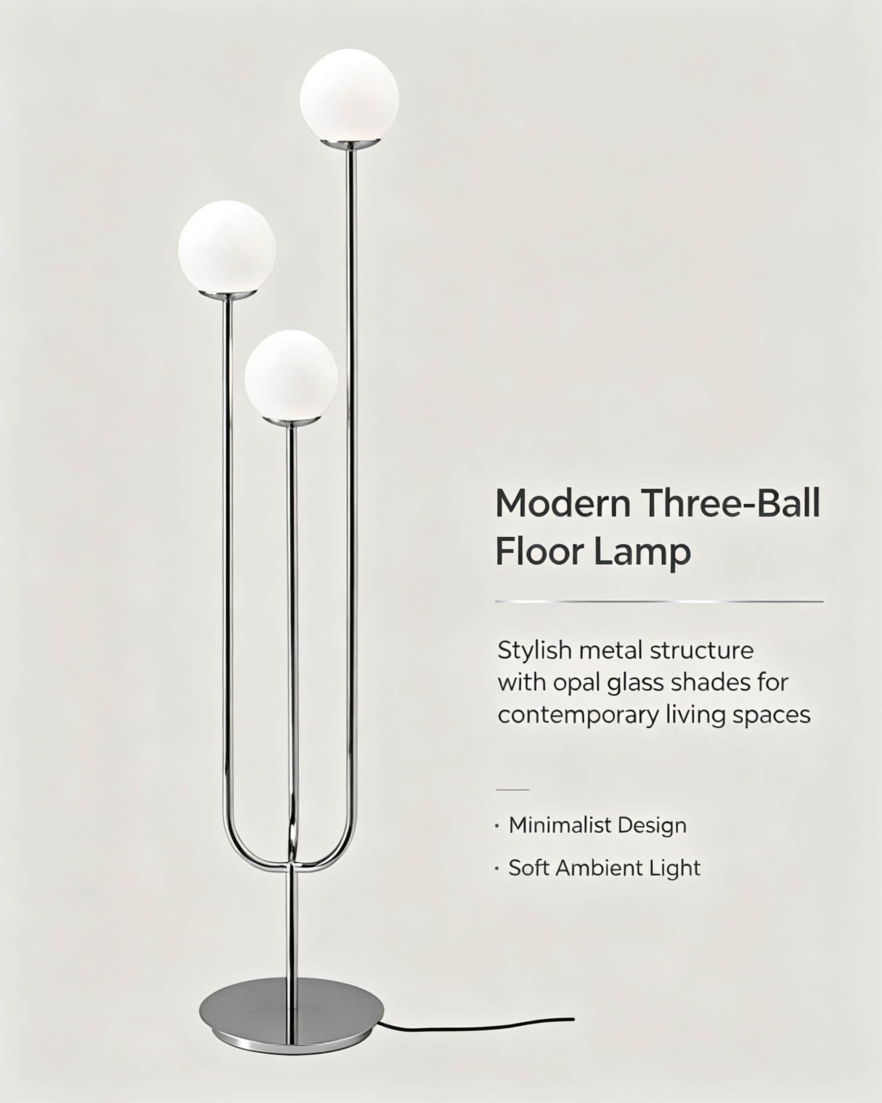 Simrishamn Floor lamp with LED Bulb Chrome Plated Opal Glass