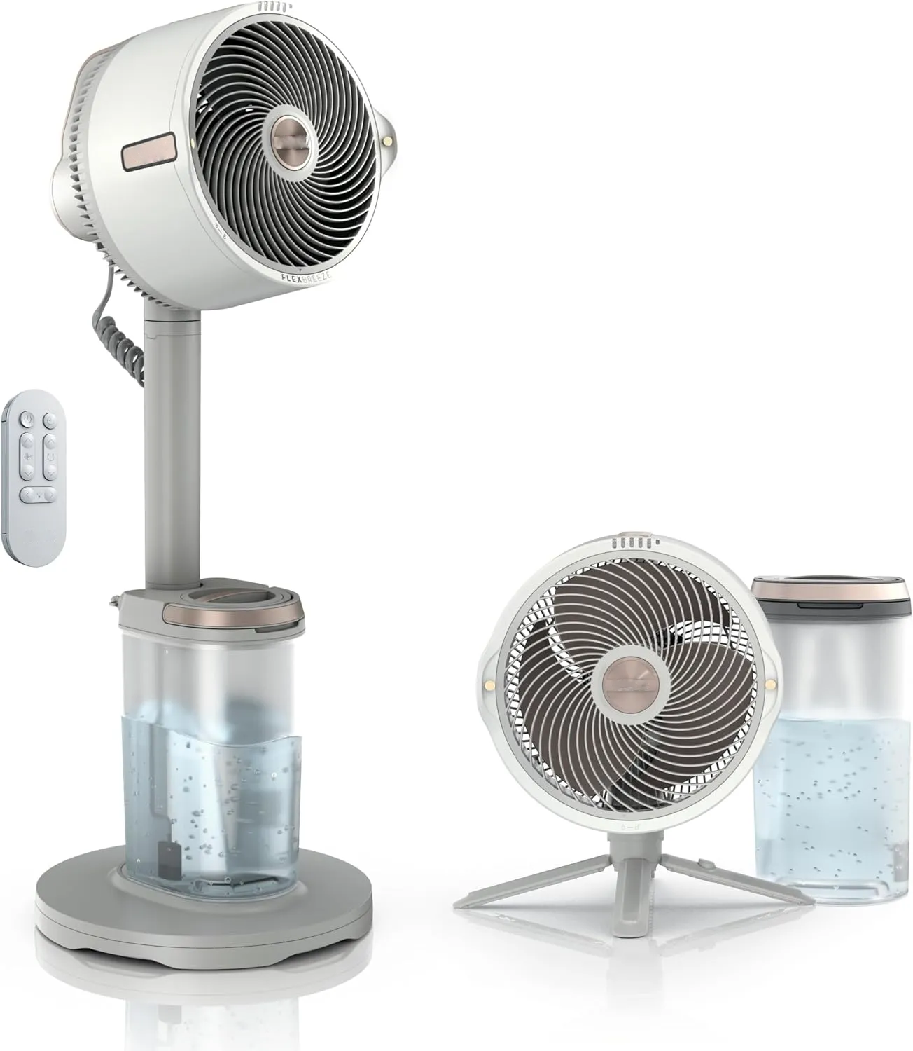 XINDUCG FlexBreeze Pro Mist Fan, Indoor & Outdoor Oscillating Cooling Fan with Misting for Home & Patio, Floor & Tabletop, Portable Cordless & Corded, 24Hr Battery, Remote, Charcoal Grey, FA302​