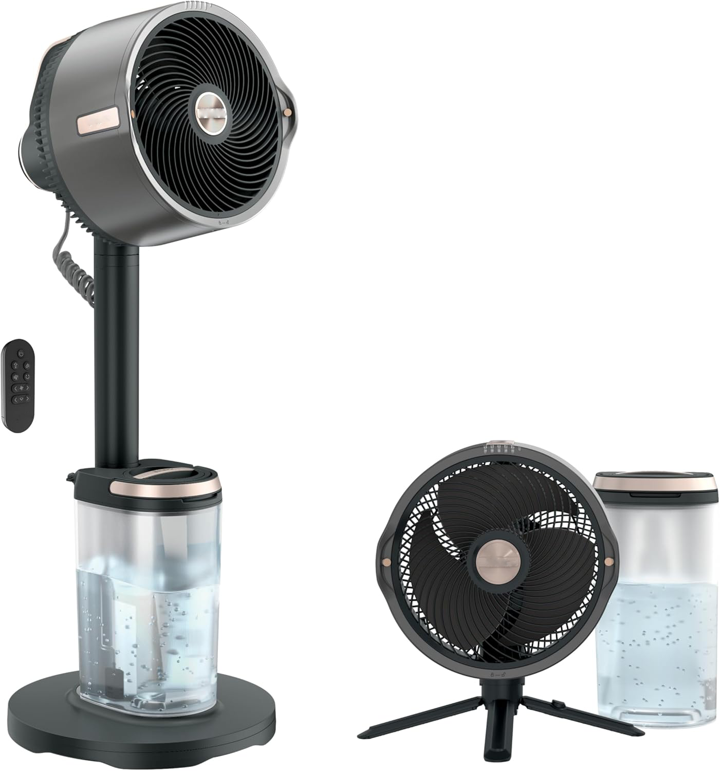 XINDUCG FlexBreeze Pro Mist Fan, Indoor & Outdoor Oscillating Cooling Fan with Misting for Home & Patio, Floor & Tabletop, Portable Cordless & Corded, 24Hr Battery, Remote, Charcoal Grey, FA302​