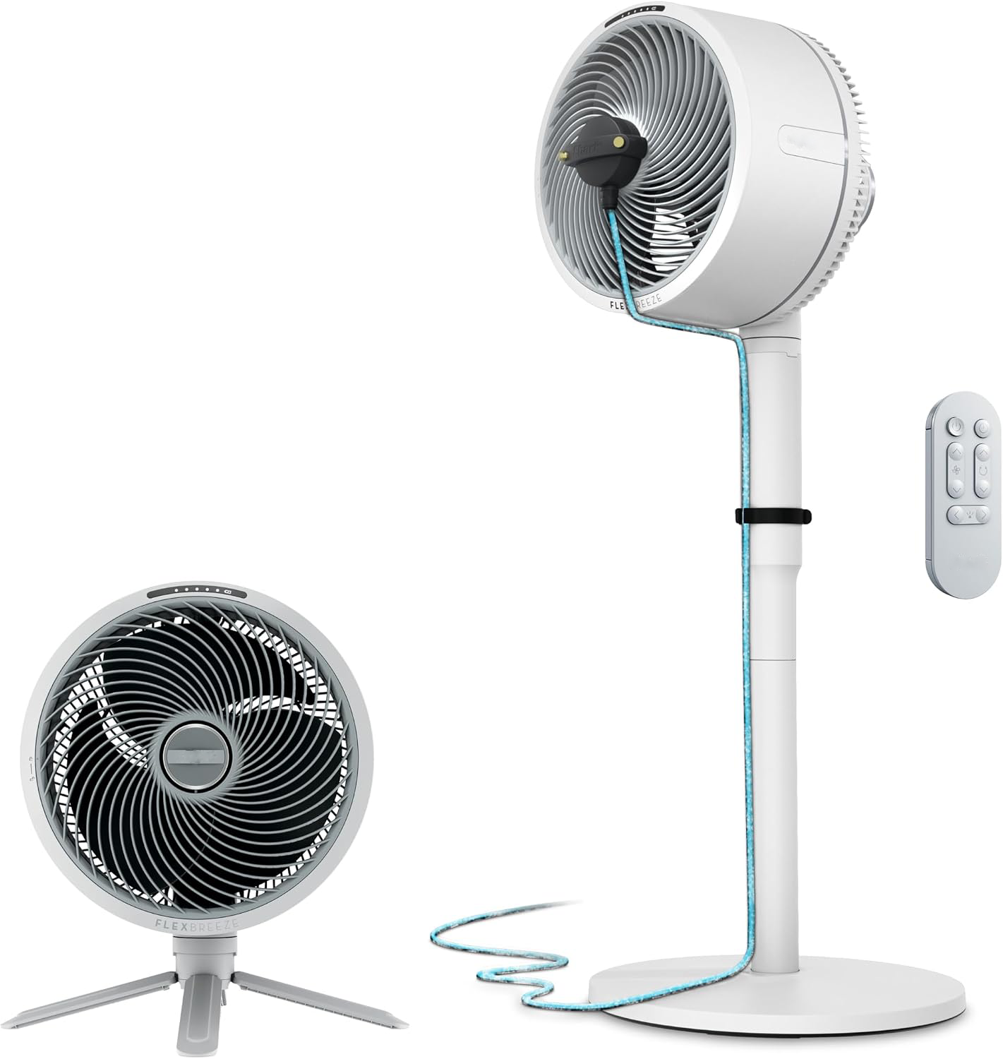 XINDUCG FlexBreeze Pro Mist Fan, Indoor & Outdoor Oscillating Cooling Fan with Misting for Home & Patio, Floor & Tabletop, Portable Cordless & Corded, 24Hr Battery, Remote, Charcoal Grey, FA302​