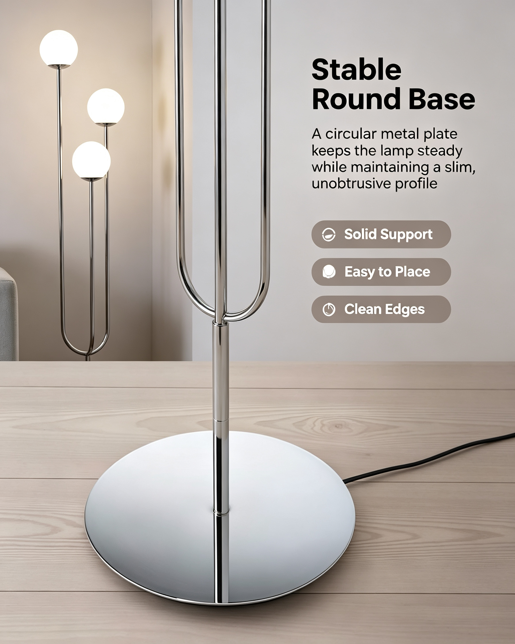 Simrishamn Floor lamp with LED Bulb Chrome Plated Opal Glass