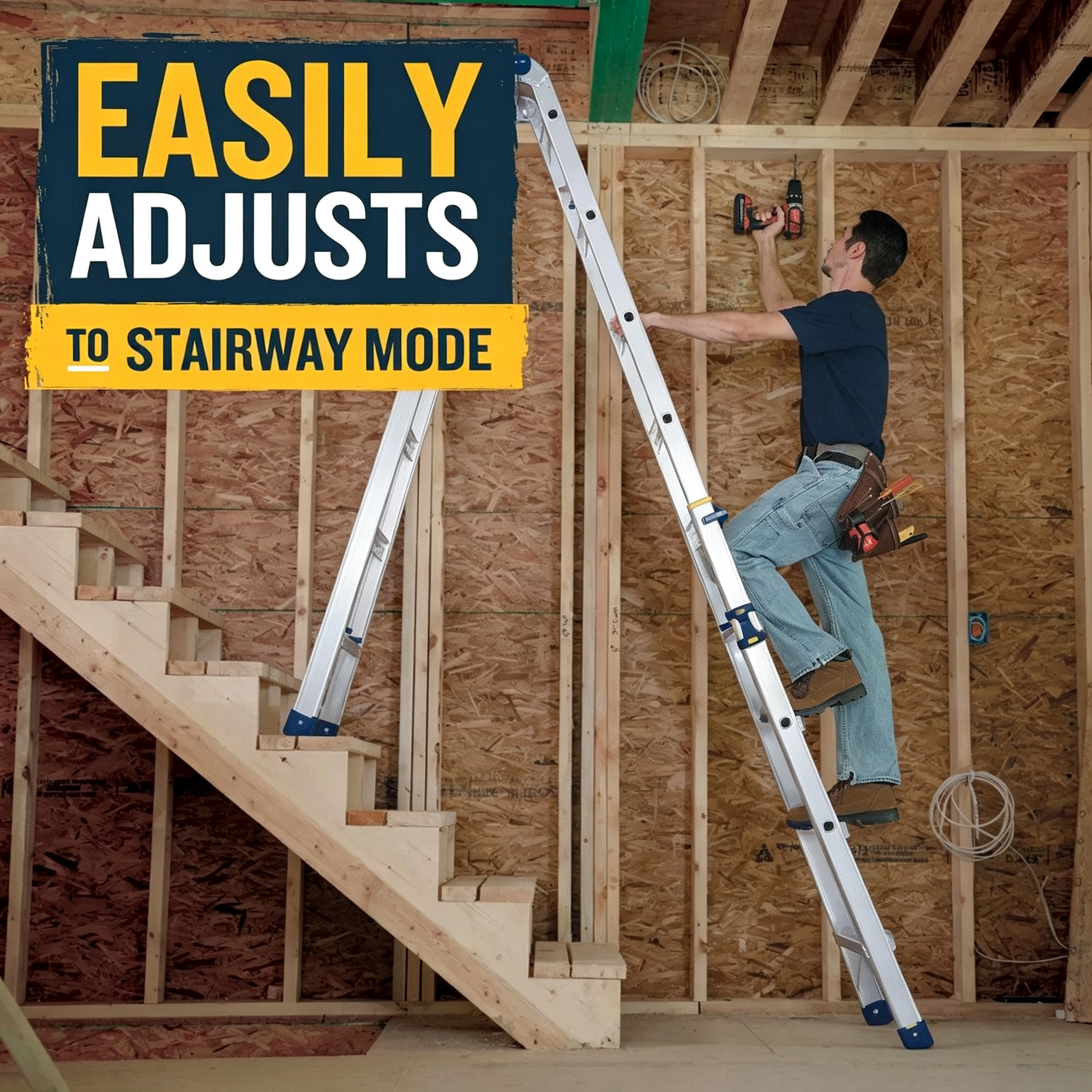 Gorilla Multi-Position Pro Ladder, 375 lb. Type IAA Duty Rating with Built-In Hands-Free Leveling