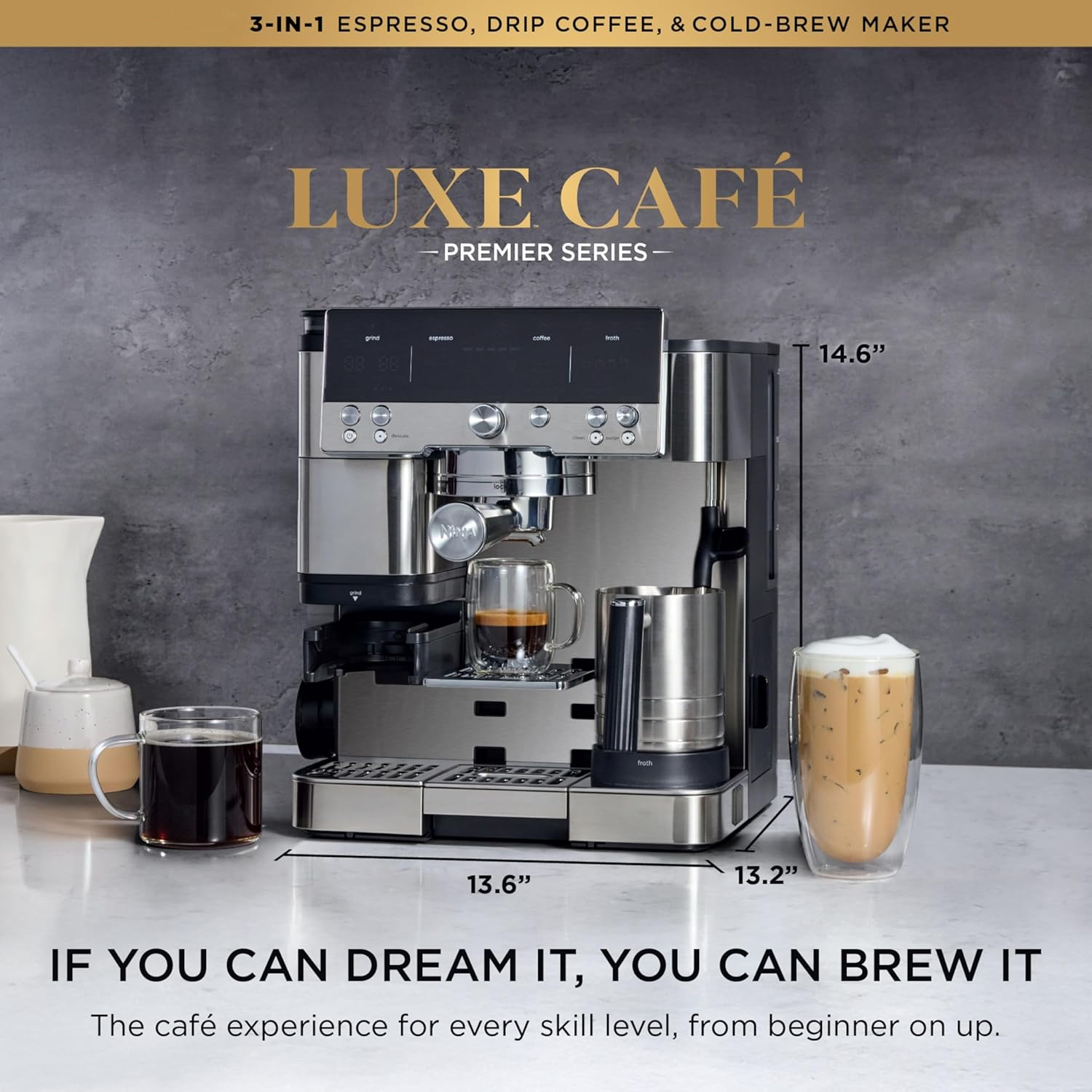 Professional Espresso Coffee Machine with Dual Froth System