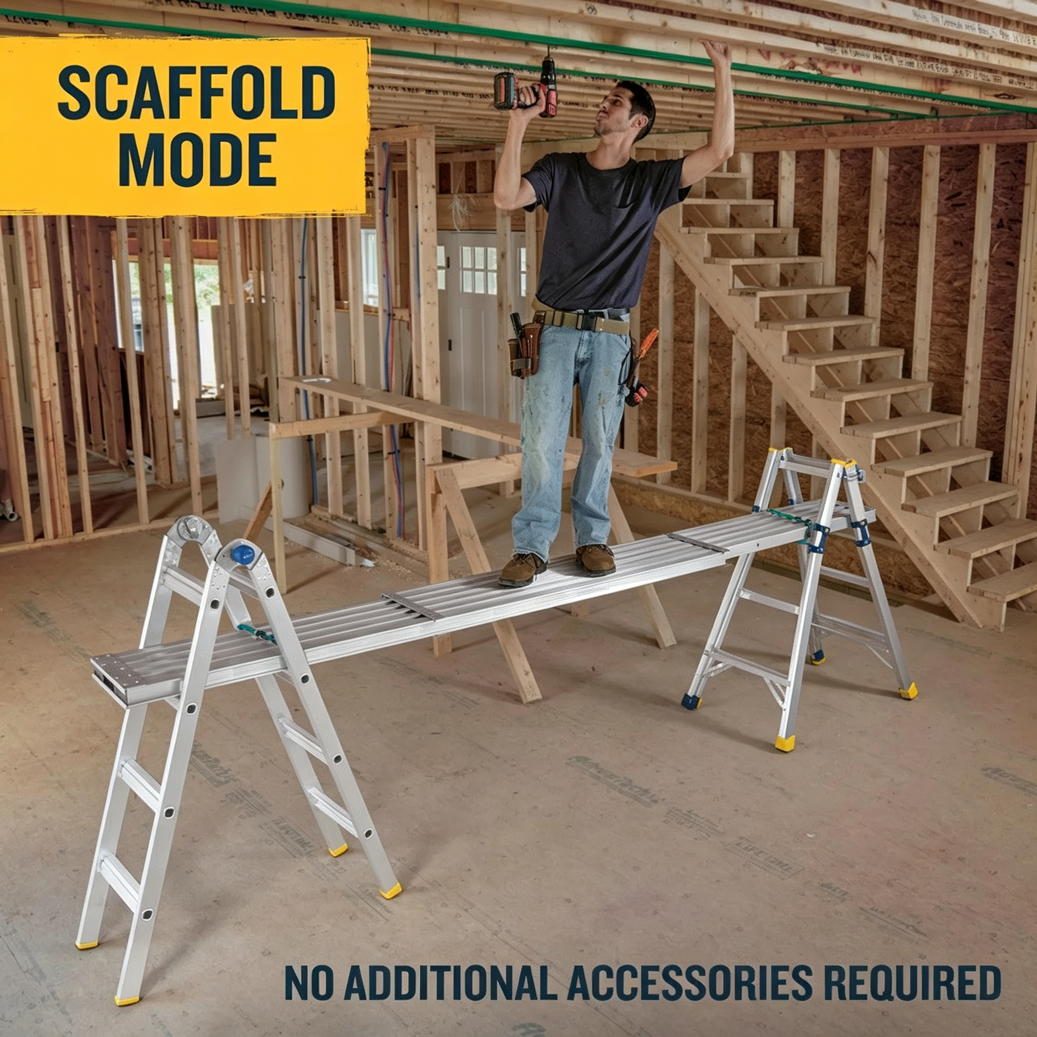 Gorilla Multi-Position Pro Ladder, 375 lb. Type IAA Duty Rating with Built-In Hands-Free Leveling