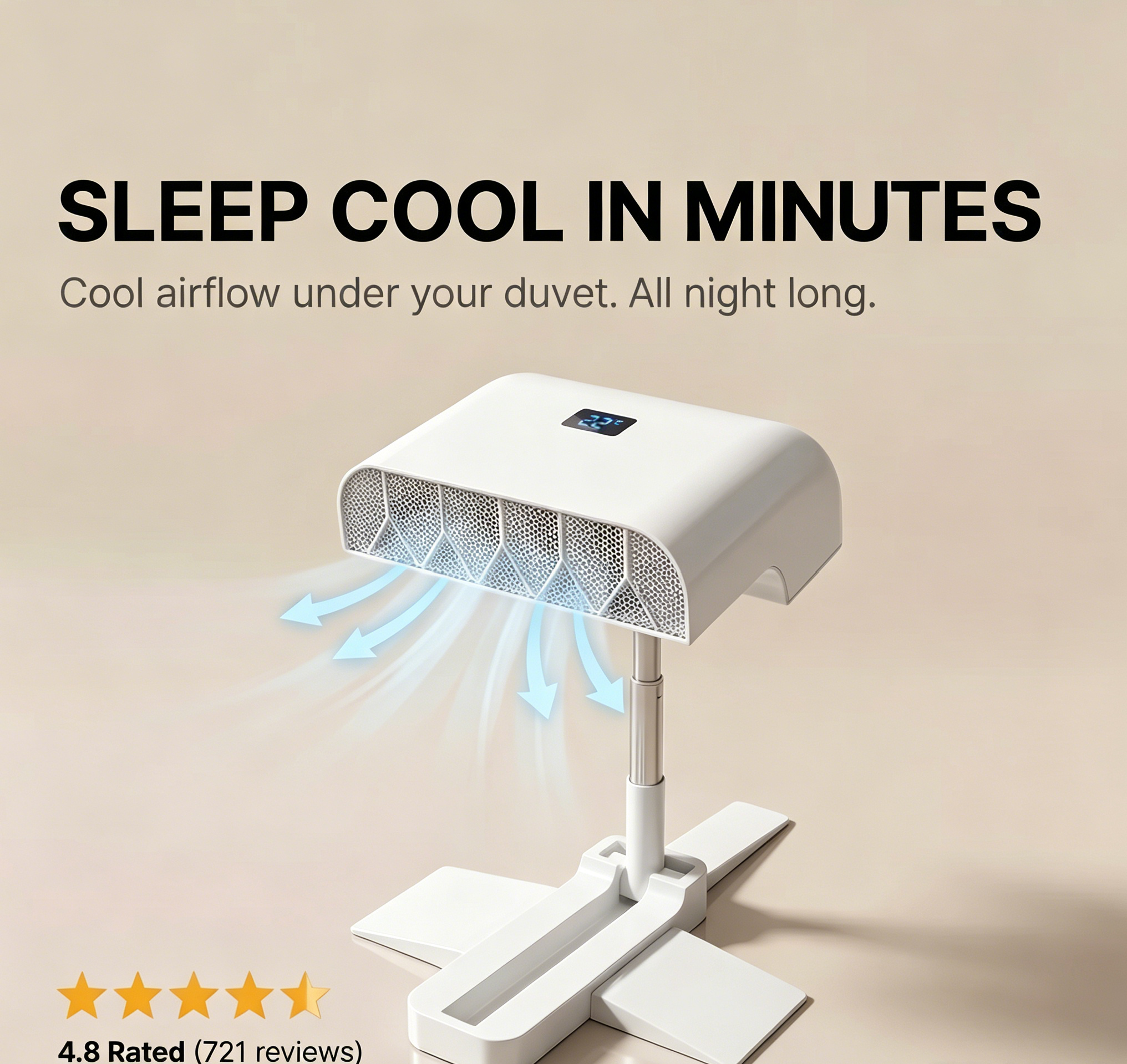 🛌 Cordless Adjustable Under-Blanket Bed Cooling Fan