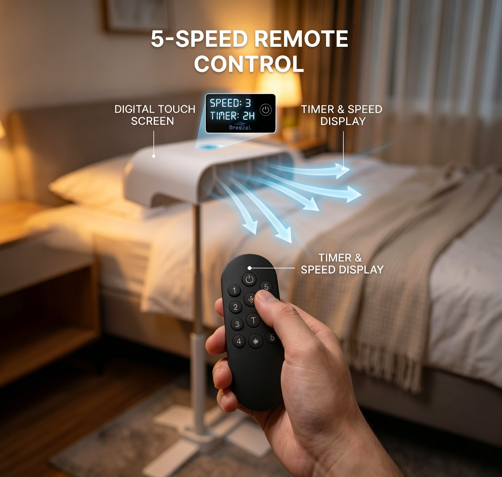 🛌 Cordless Adjustable Under-Blanket Bed Cooling Fan