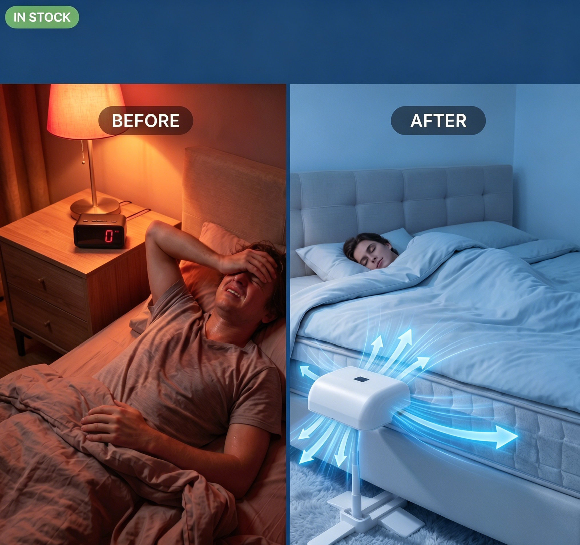 🛌 Cordless Adjustable Under-Blanket Bed Cooling Fan