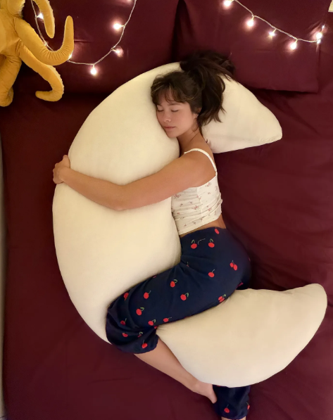 Cooling Moon Body Pillow Oversized Supportive for Side Sleepers Bed | Oversized Crescent Shape, Ultra Soft Supportive, For Bed Reading Lounging, Washable Cool-Touch Cover