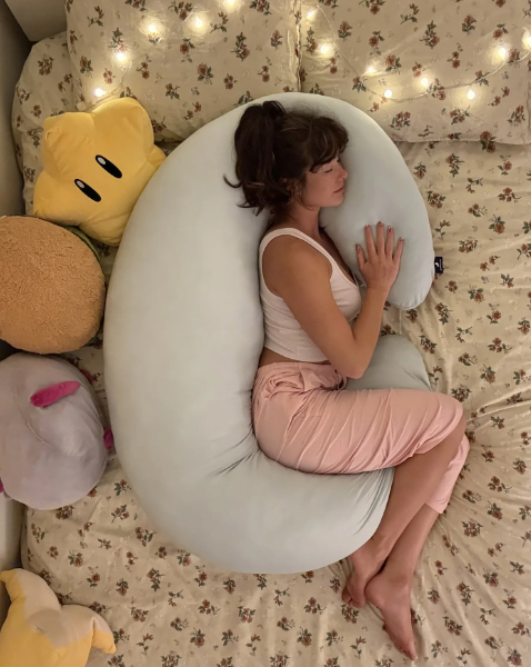 Cooling Moon Body Pillow Oversized Supportive for Side Sleepers Bed | Oversized Crescent Shape, Ultra Soft Supportive, For Bed Reading Lounging, Washable Cool-Touch Cover
