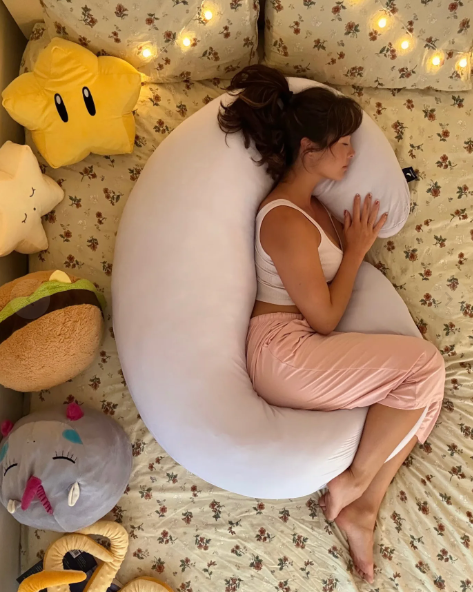 Cooling Moon Body Pillow Oversized Supportive for Side Sleepers Bed | Oversized Crescent Shape, Ultra Soft Supportive, For Bed Reading Lounging, Washable Cool-Touch Cover