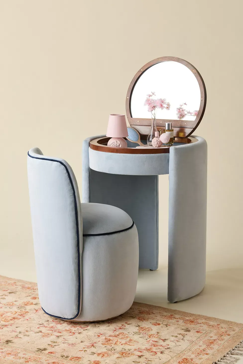 Jane Mirror Vanity & Stool Set fully assembled
