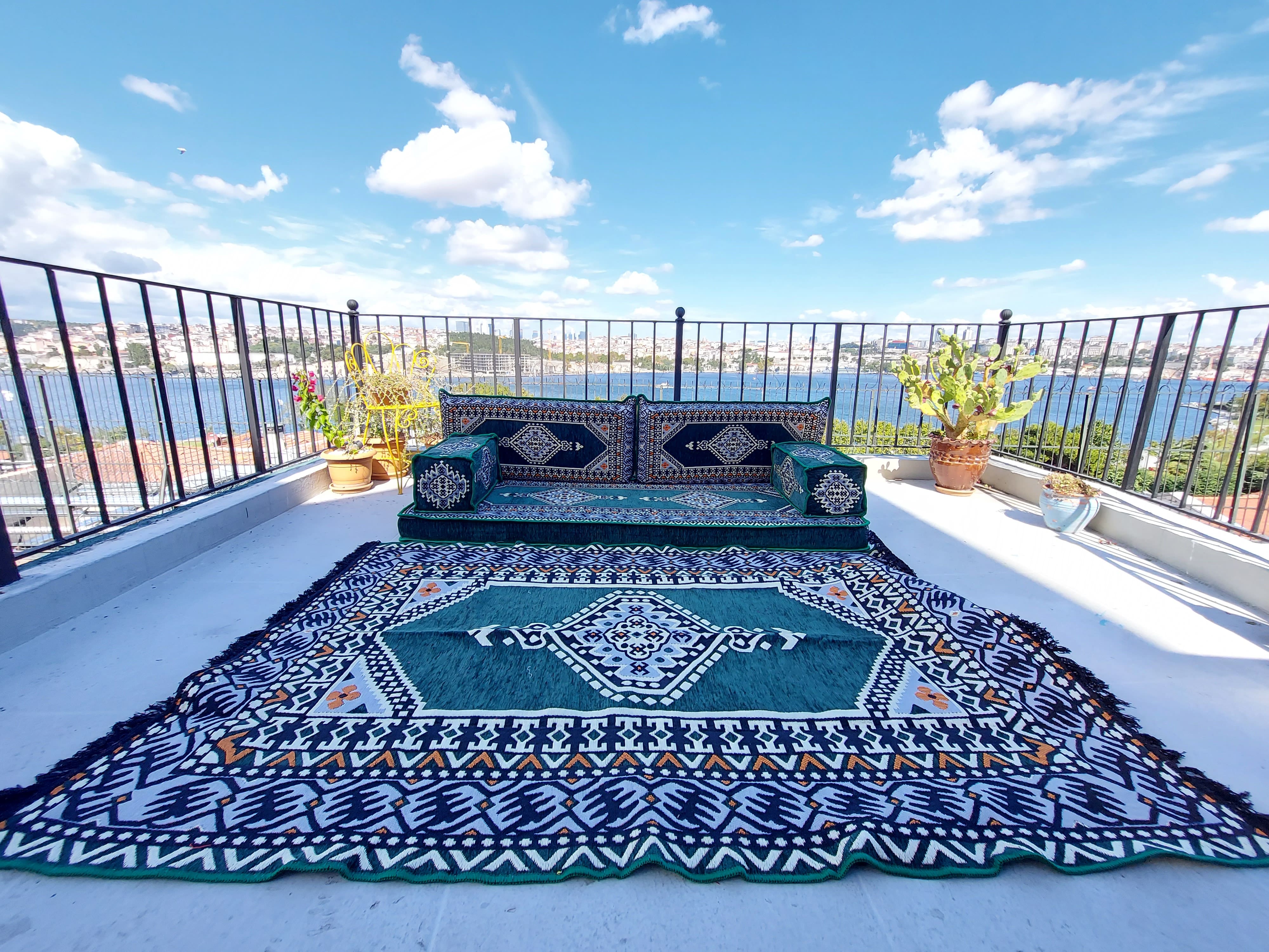 Green Turkish Floor Sofa Set
