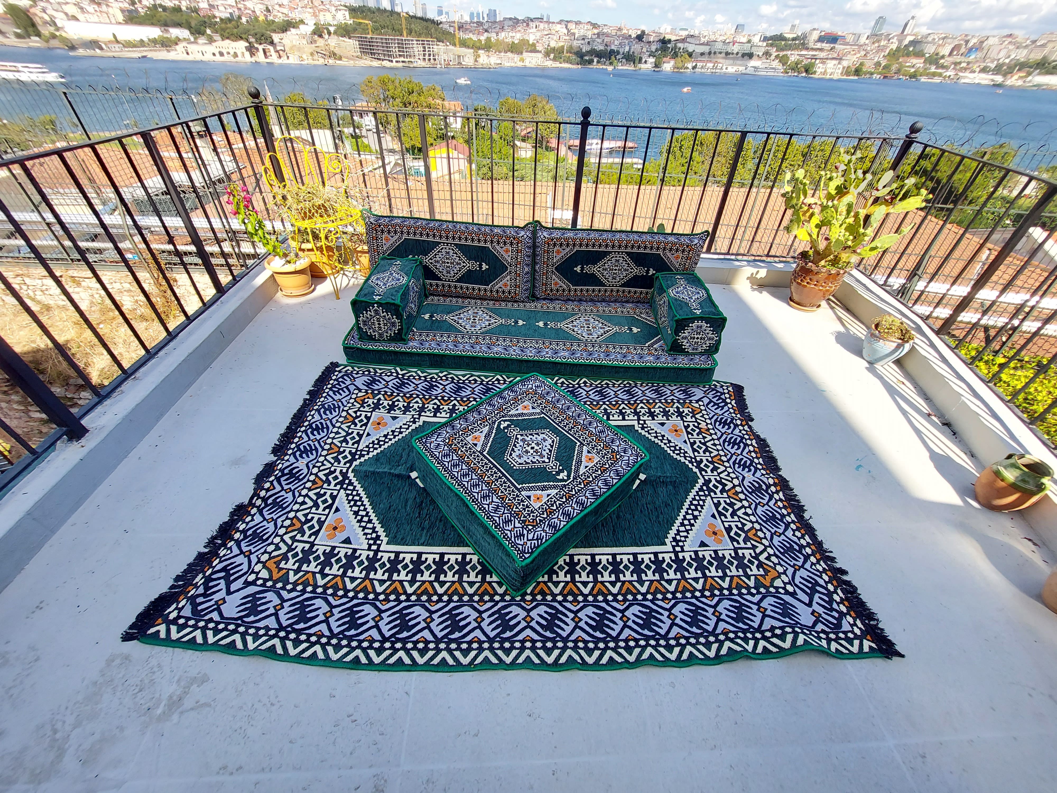 Green Turkish Floor Sofa Set