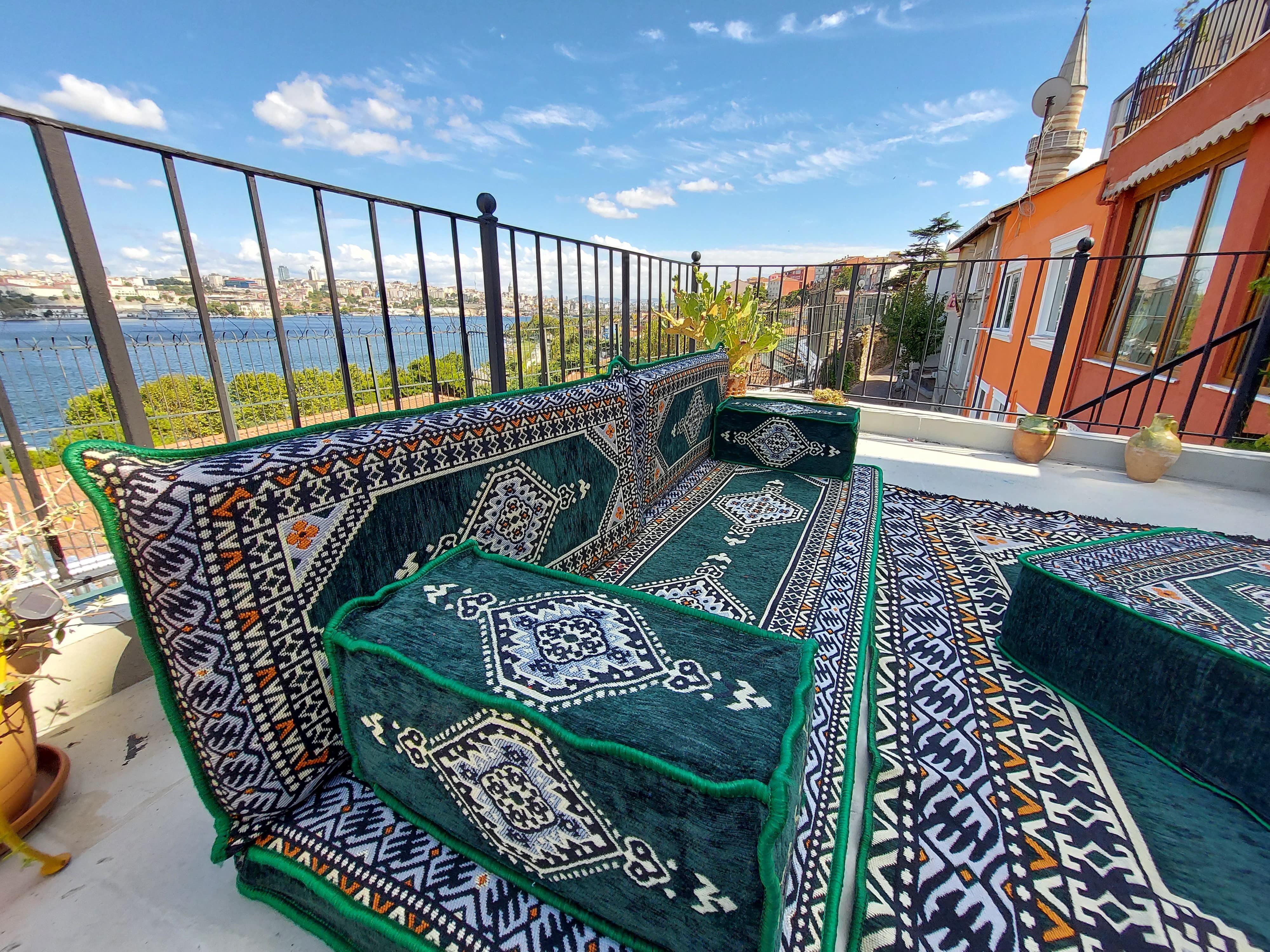 Green Turkish Floor Sofa Set