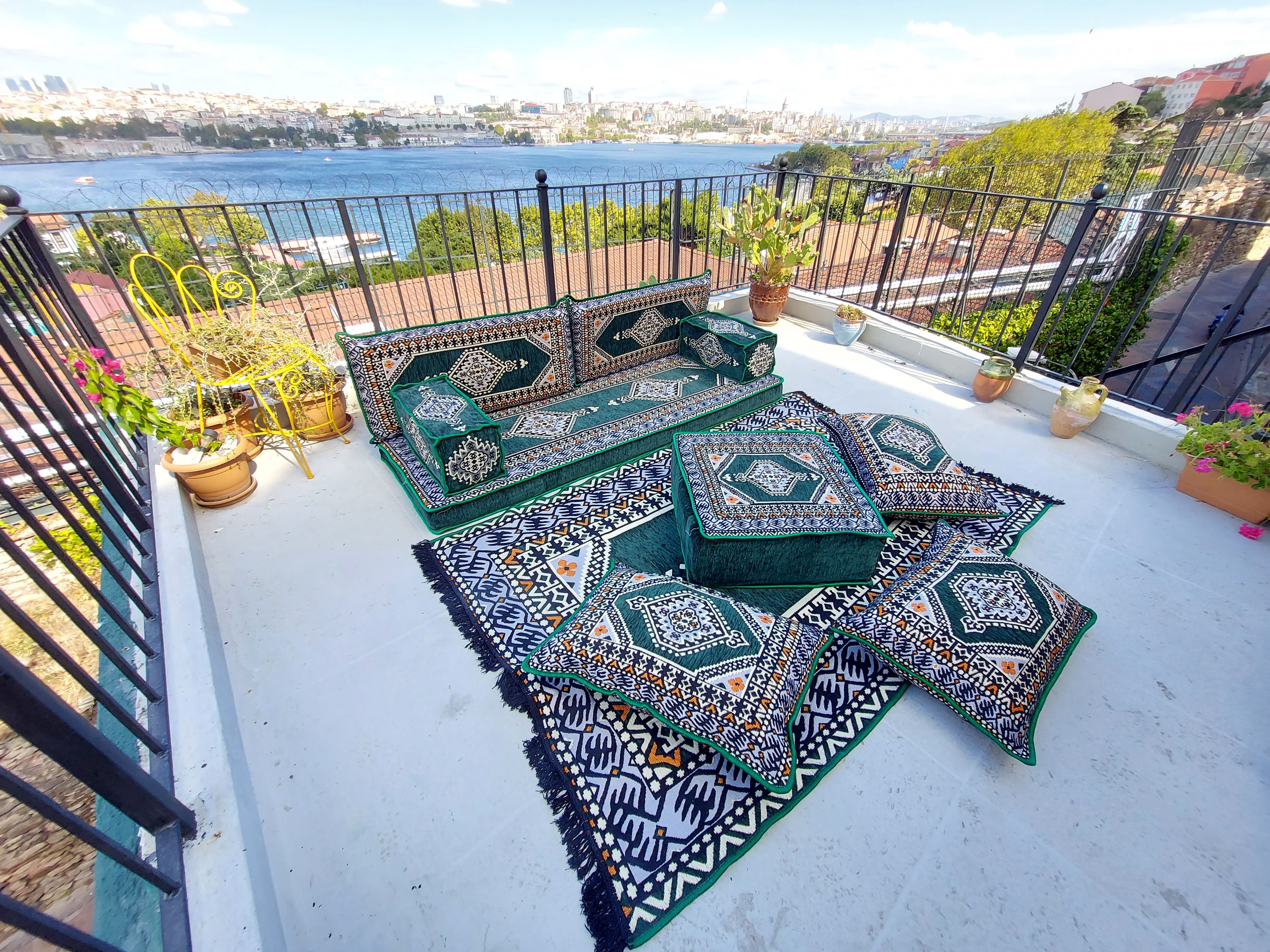 Green Turkish Floor Sofa Set