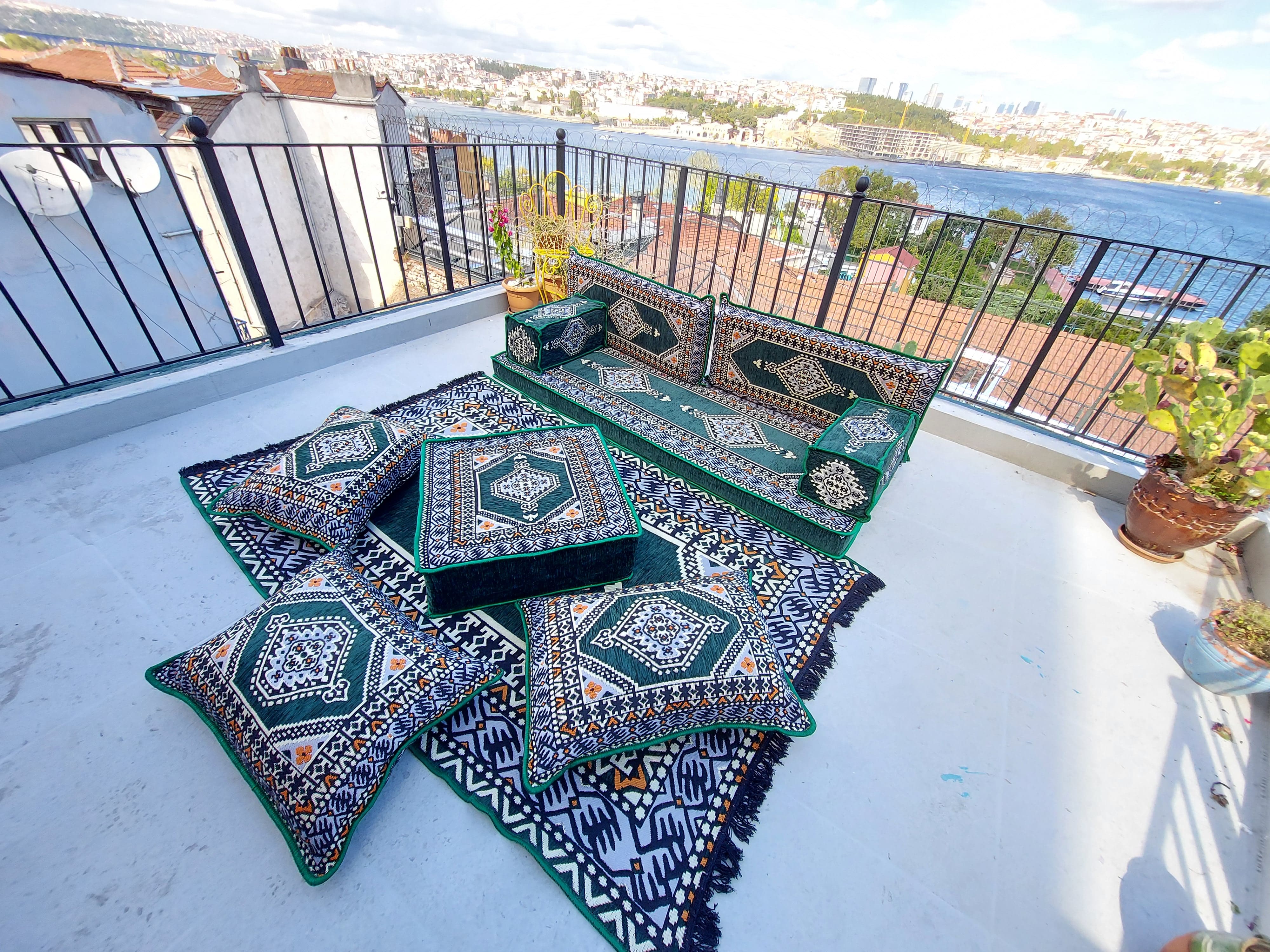 Green Turkish Floor Sofa Set