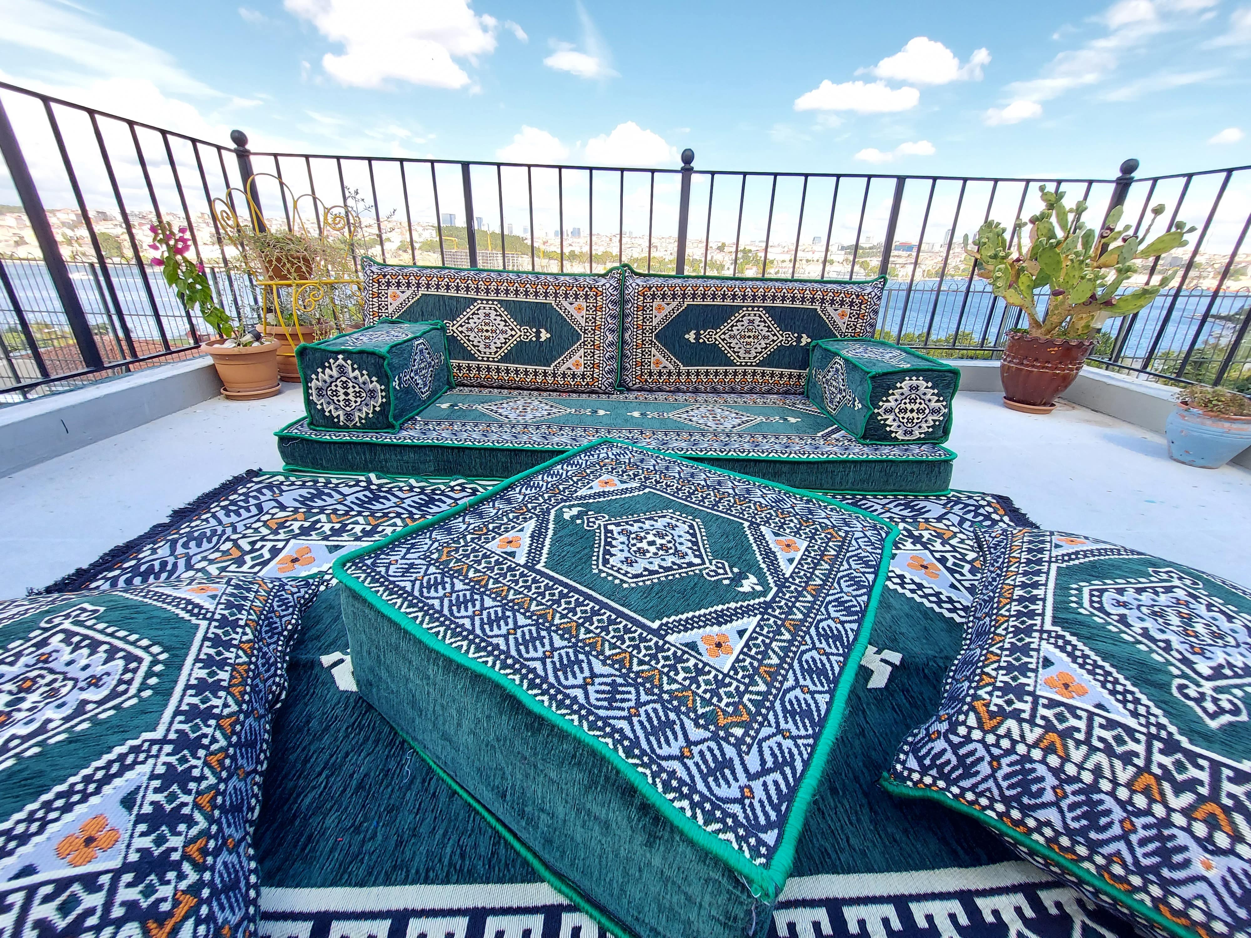 Green Turkish Floor Sofa Set