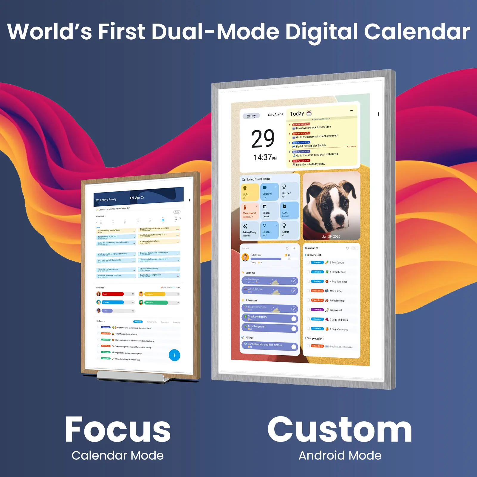 Sign Dual-Mode Digital Family Wall Calendar - 15.6"