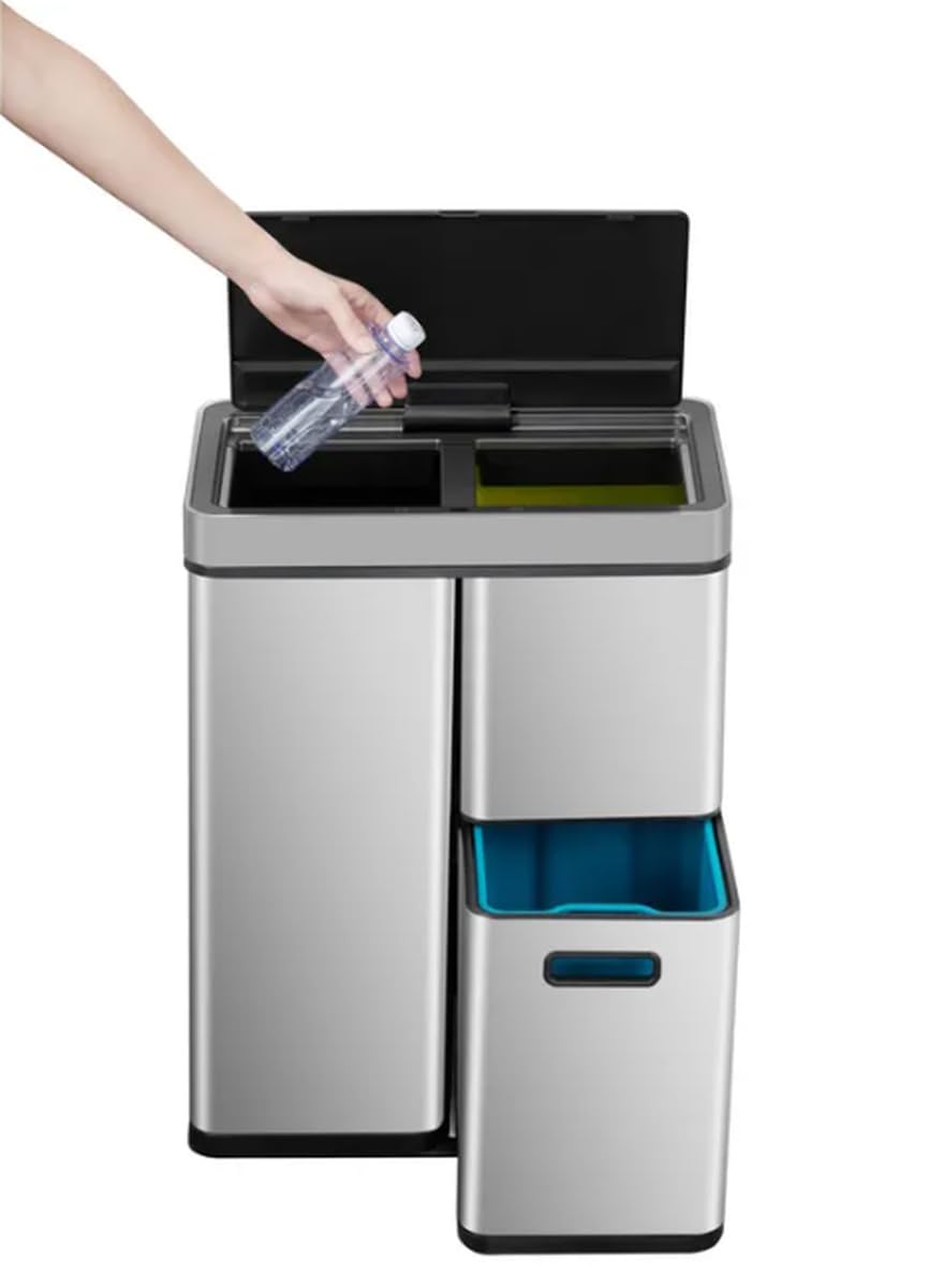 60L Automatic Sensor Trash Can — 3 Compartment Recycling Bin