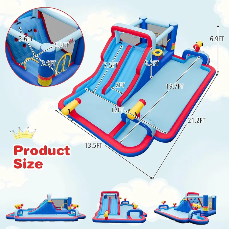 Costzon Inflatable Mighty Bounce House with Air Blower