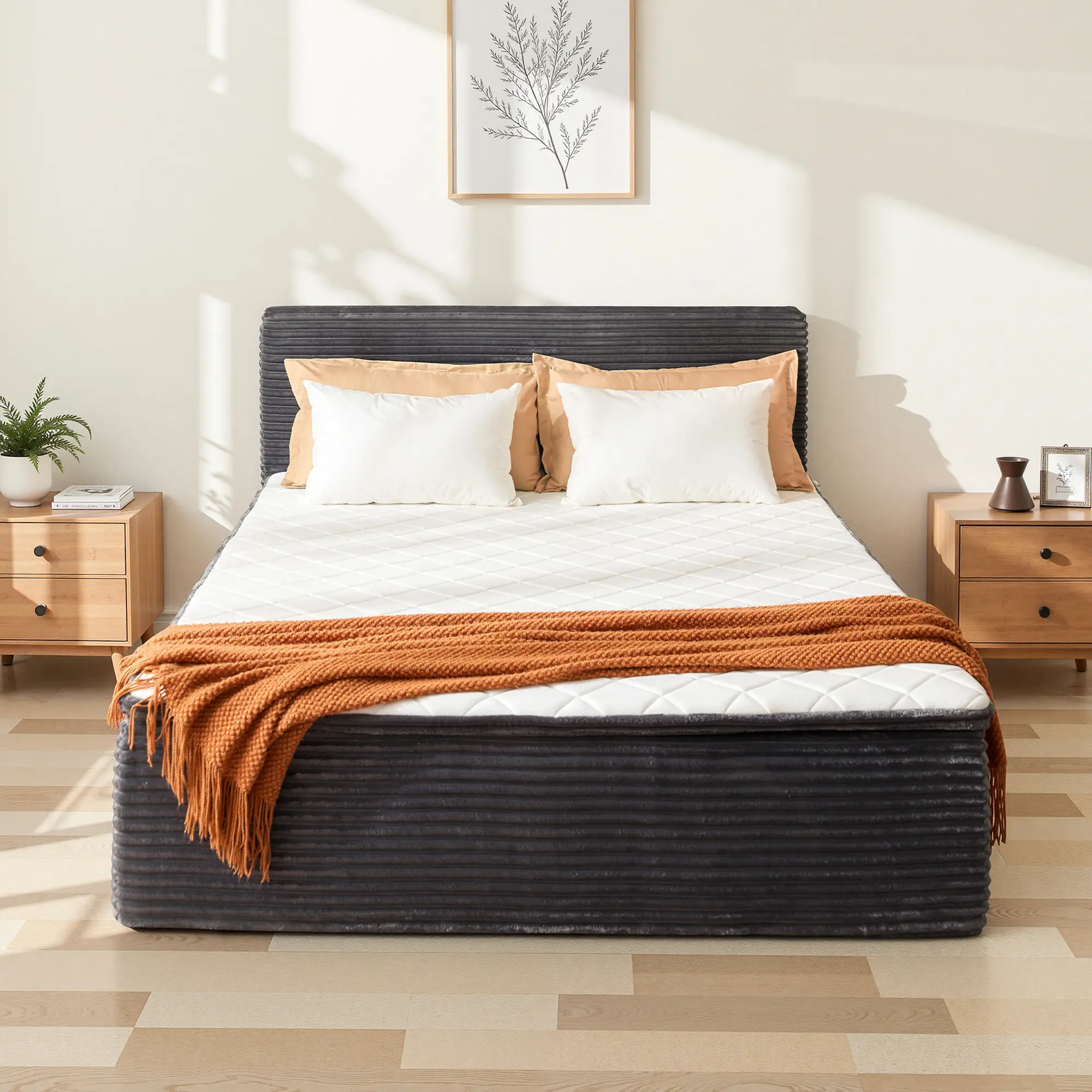 Queen Size Memory Foam Mattress with Removable Headboard, 17" Sofa Bed Full Mattress, Individually Pocketed Springs, Pressure Relief, Motion Isolation, Provides Support, CertiPUR-US Certified - No Assembly Required